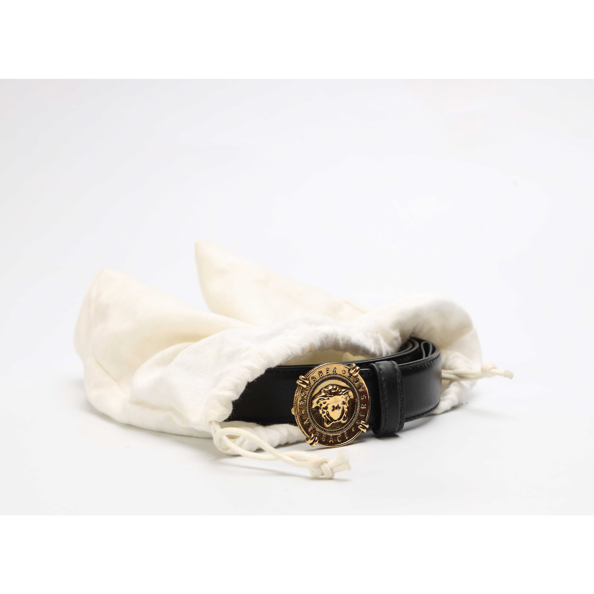 Versace Round Medusa Black Belt