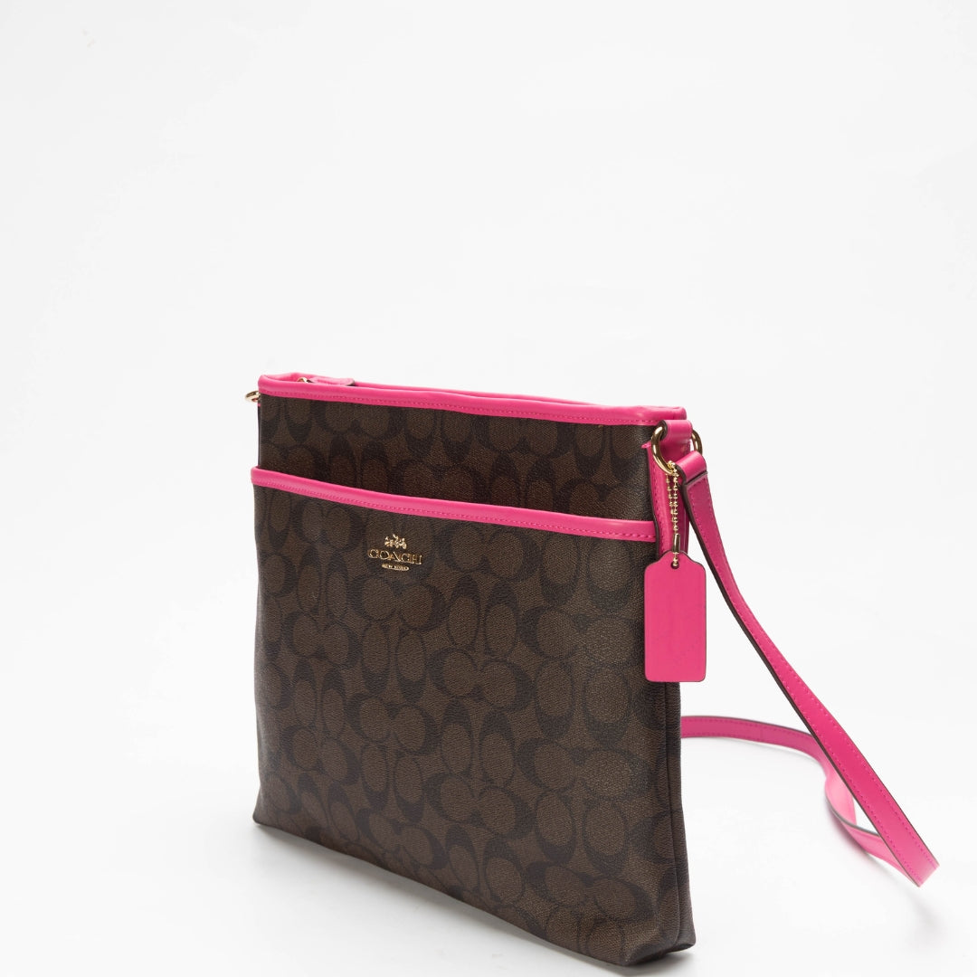 Coach Brown/Pink File Crossbody Bag