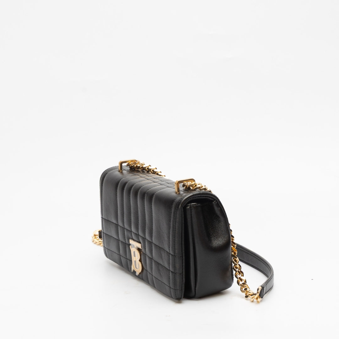 Burberry Black Lambskin Quilted Small Lola Shoulder Bag