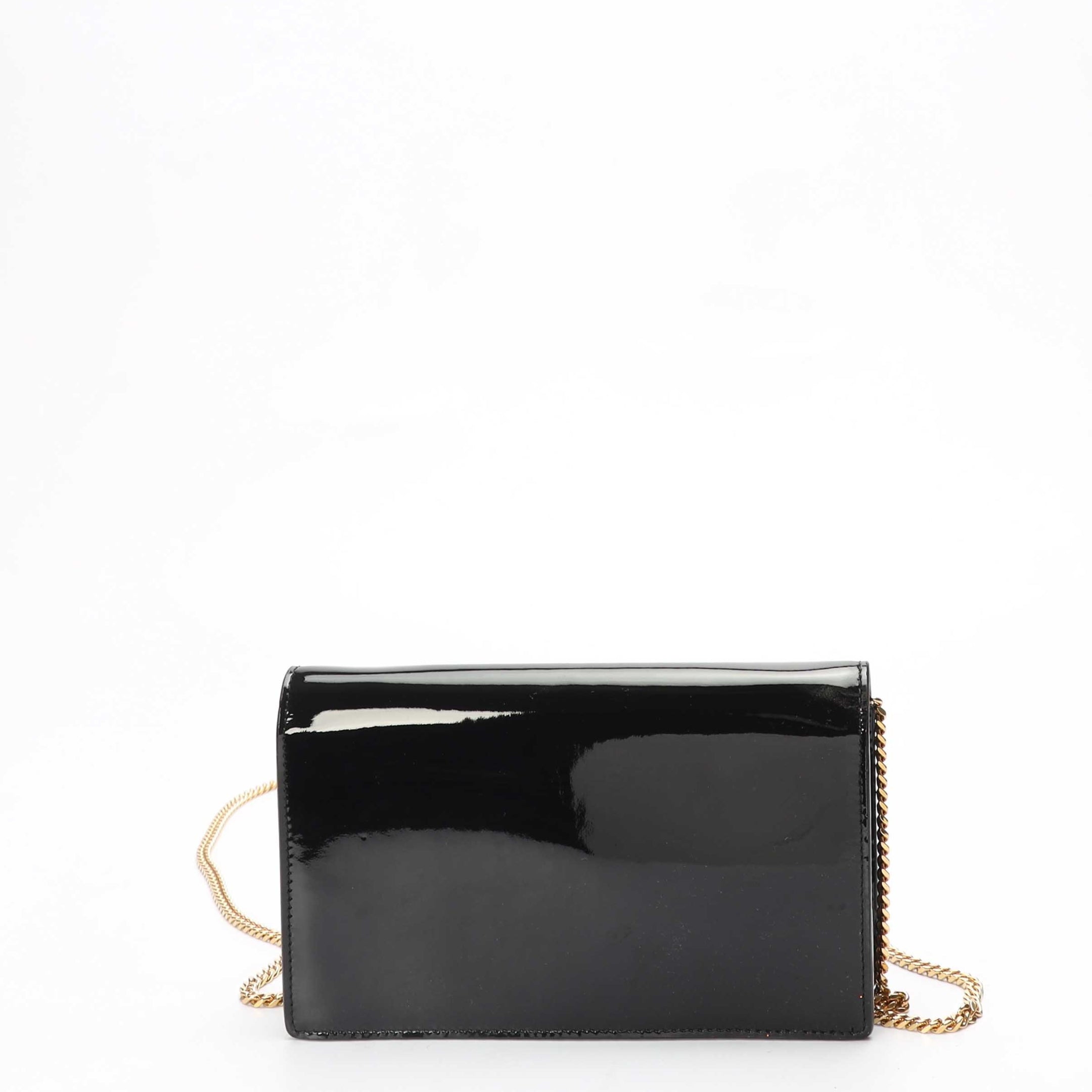Versace Black Patent Leather La Medusa Chain Clutch