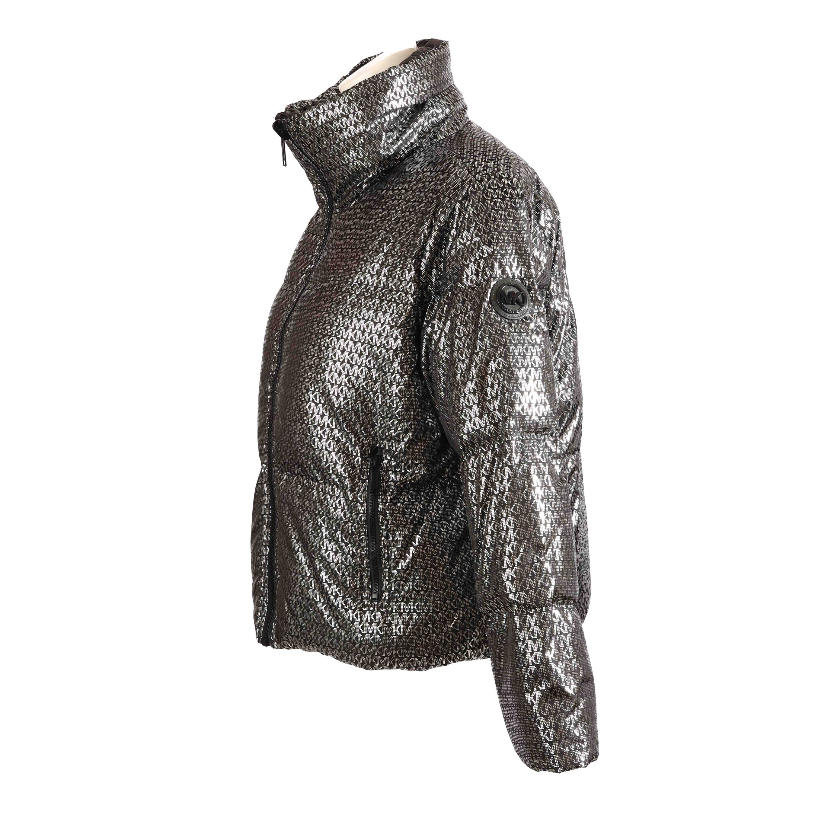 Michael Kors Logo Print High-Neck Puffer Jacket