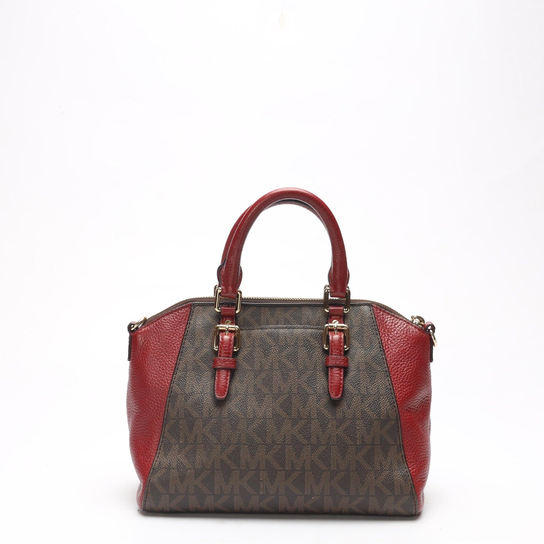 Michael Kors Ciara Red/Brown Signature Logo Satchel