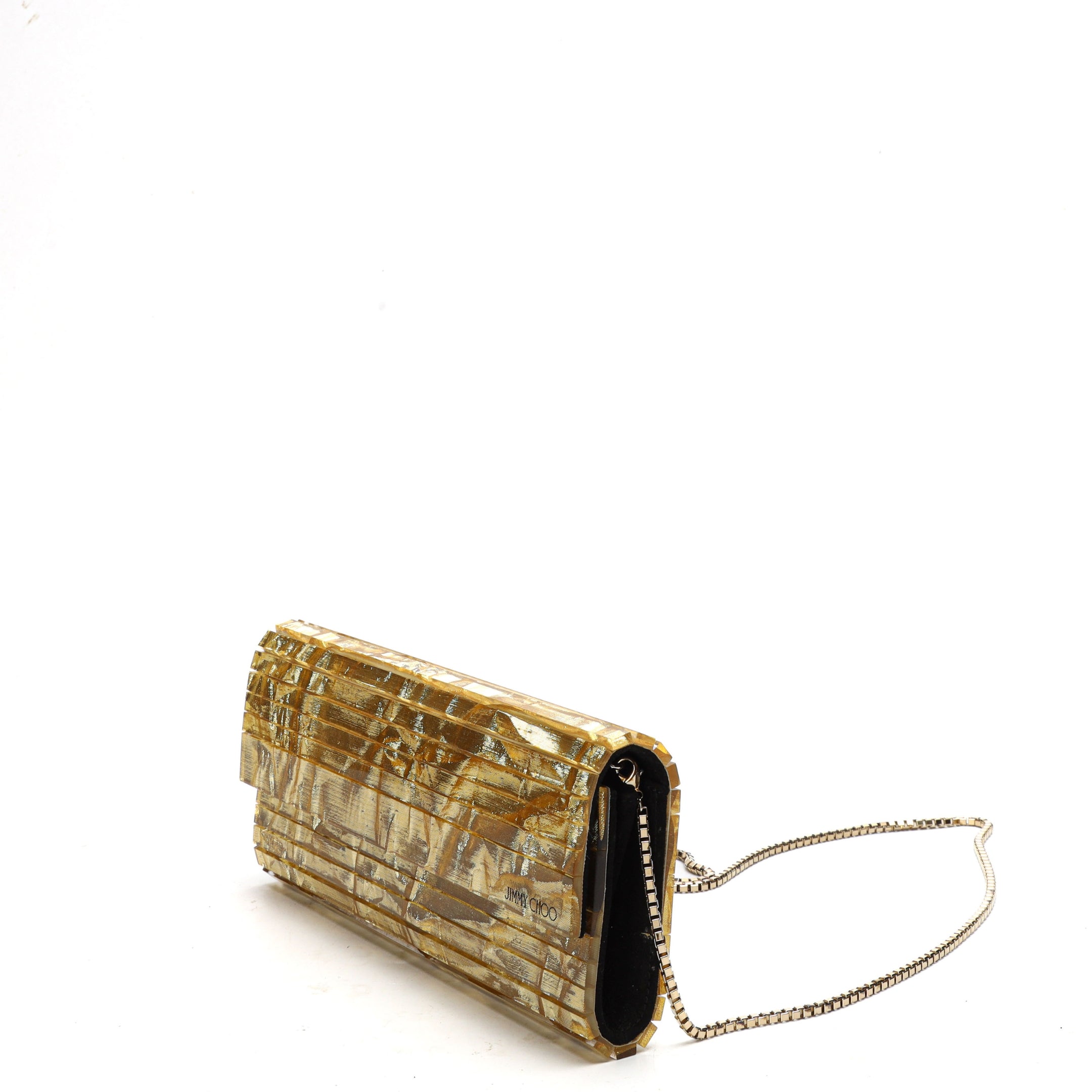 Jimmy Choo Sweetie Gold Metallic Crush Clutch Bag