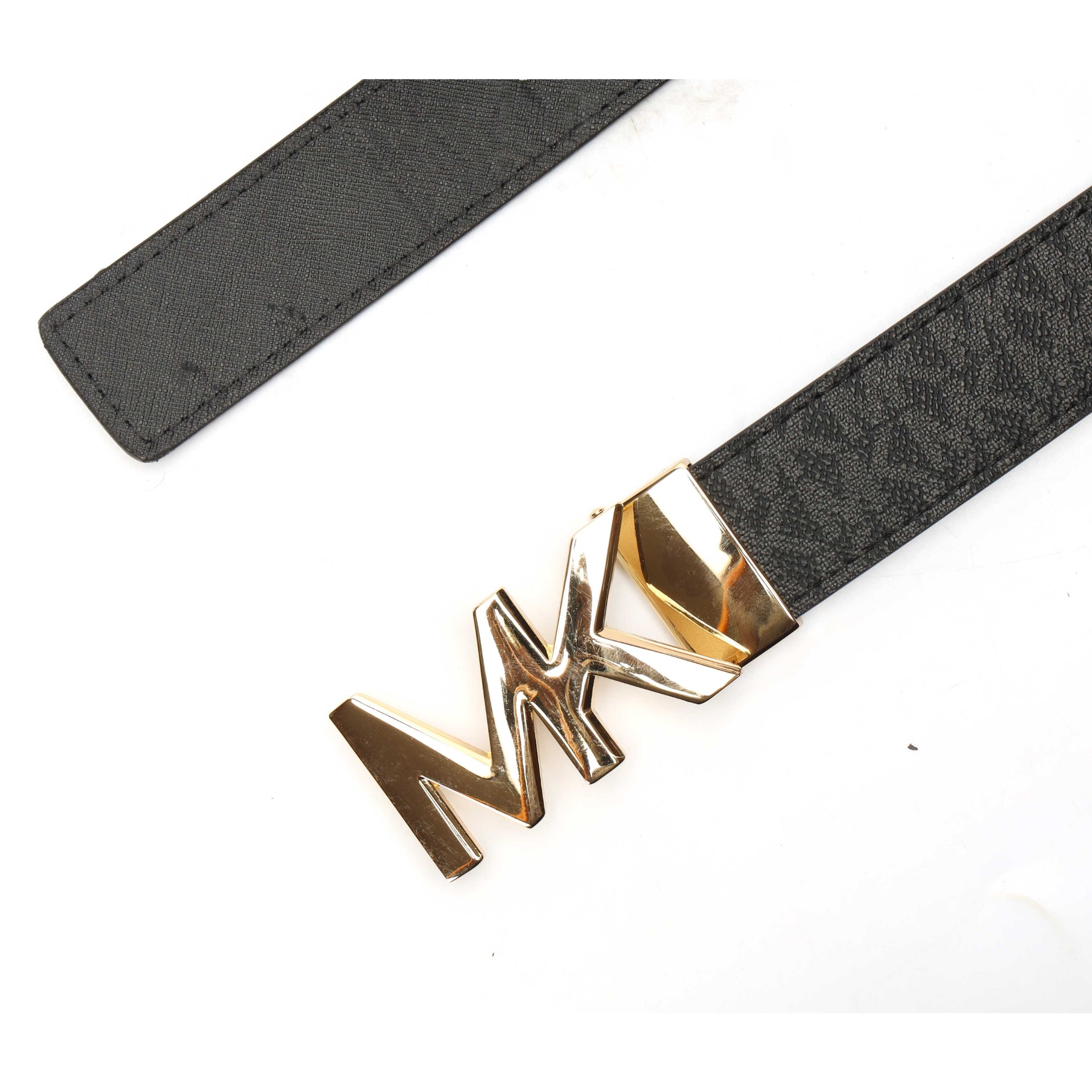 Michael Kors Black Logo Print Reversible Leather Belt