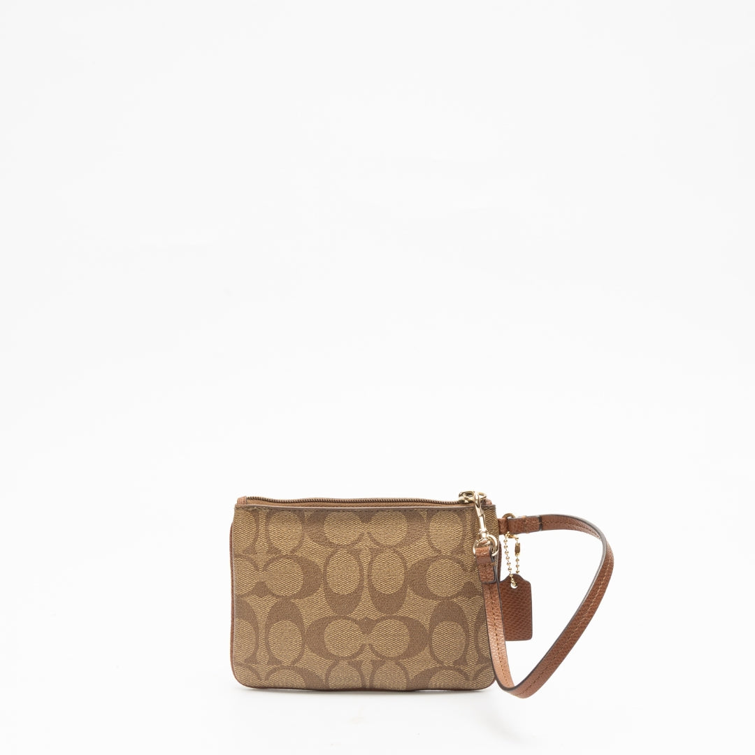Coach Signature Canvas Zip Wristlet