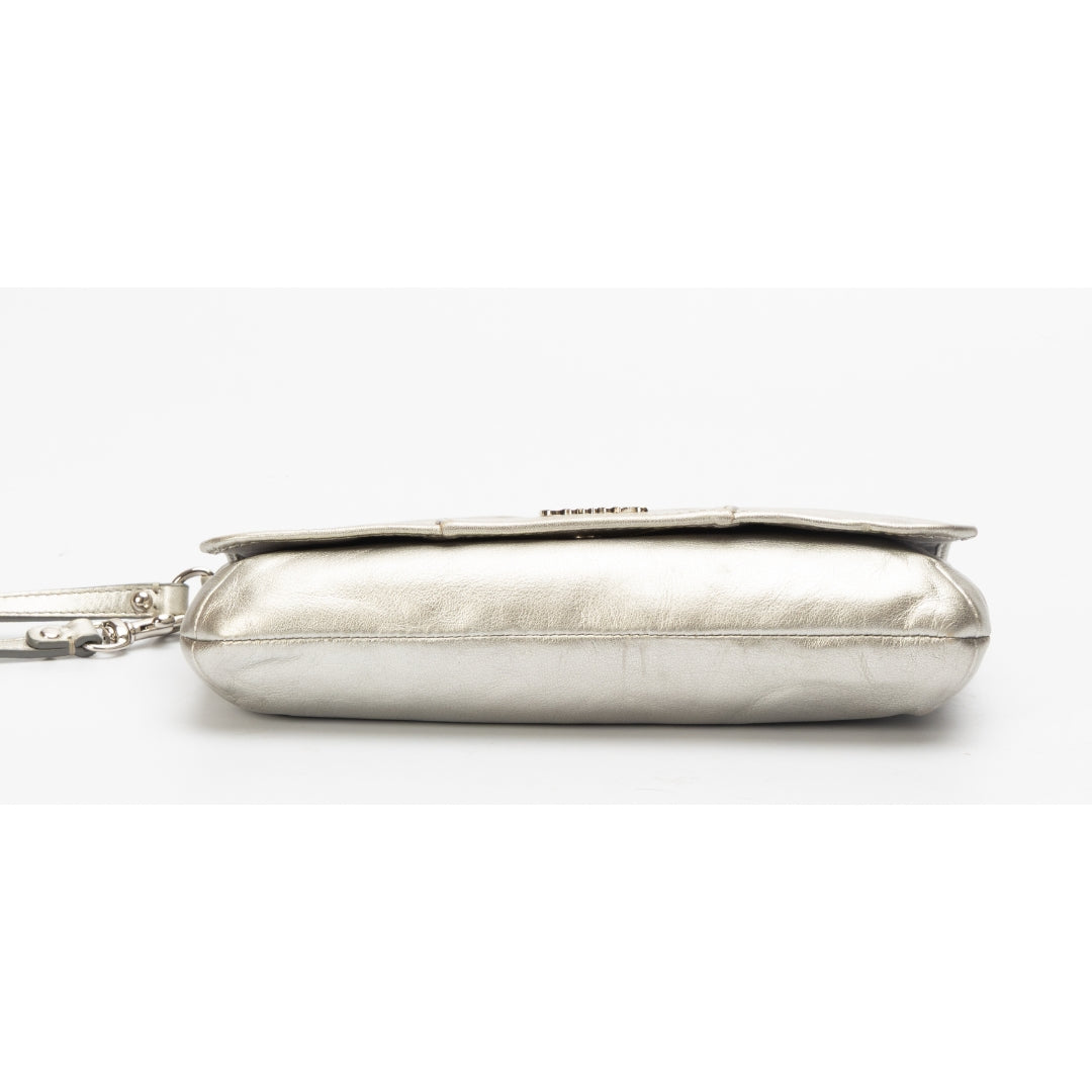Coach Ashley Metallic Silver Leather Wristlet