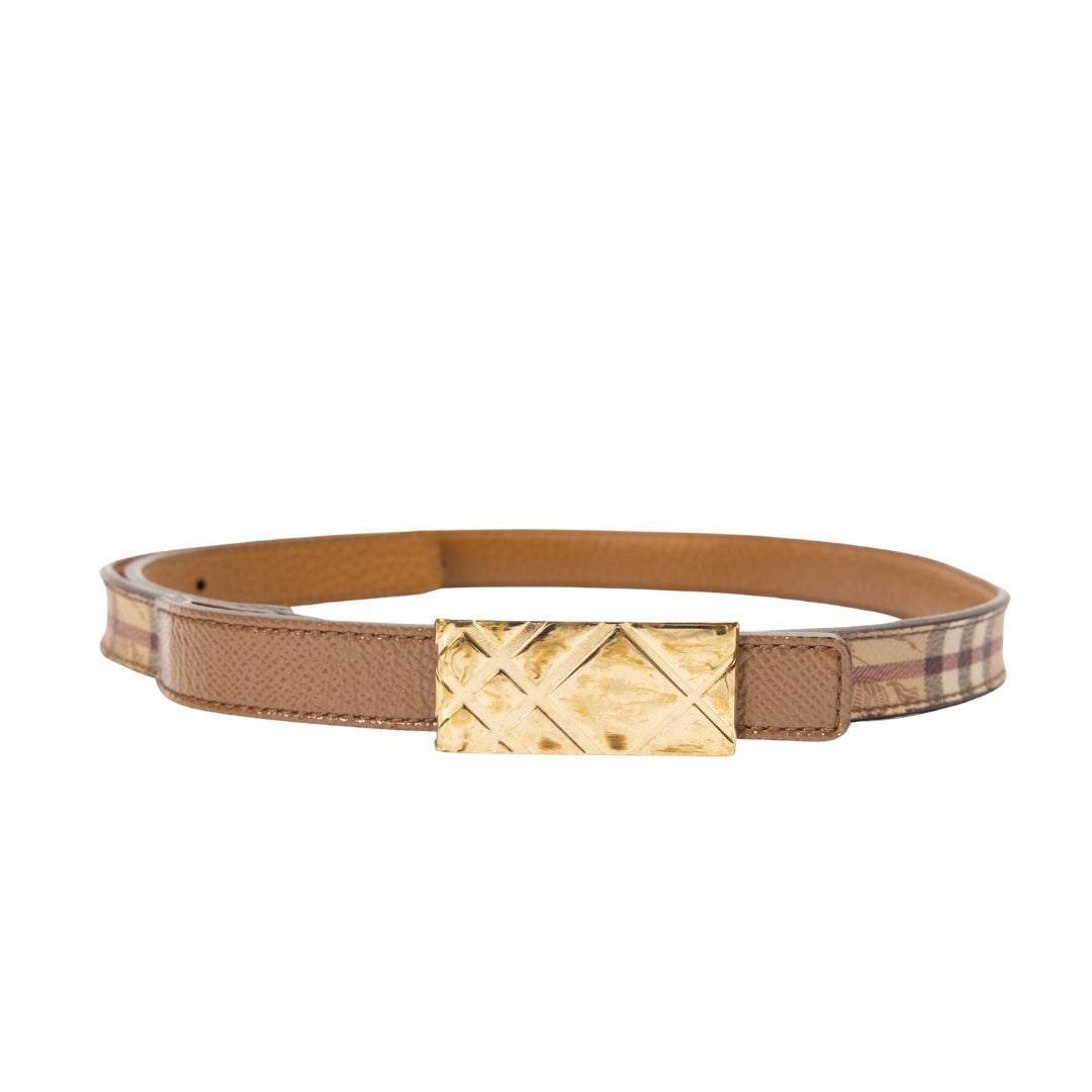Burberry Haymarket Check Canvas Leather Belt