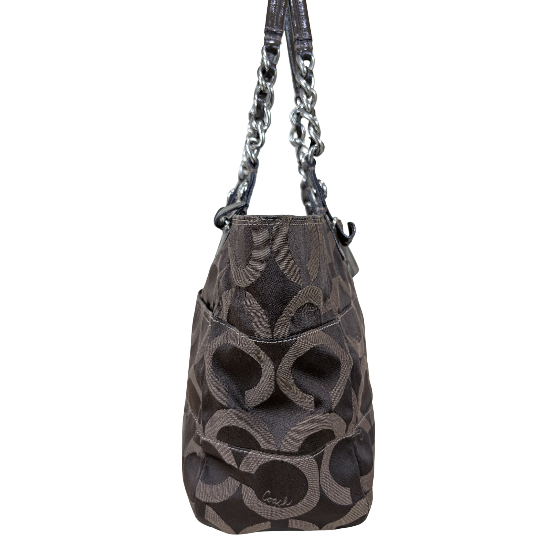Coach Brown OP Art Signature Shoulder Bag