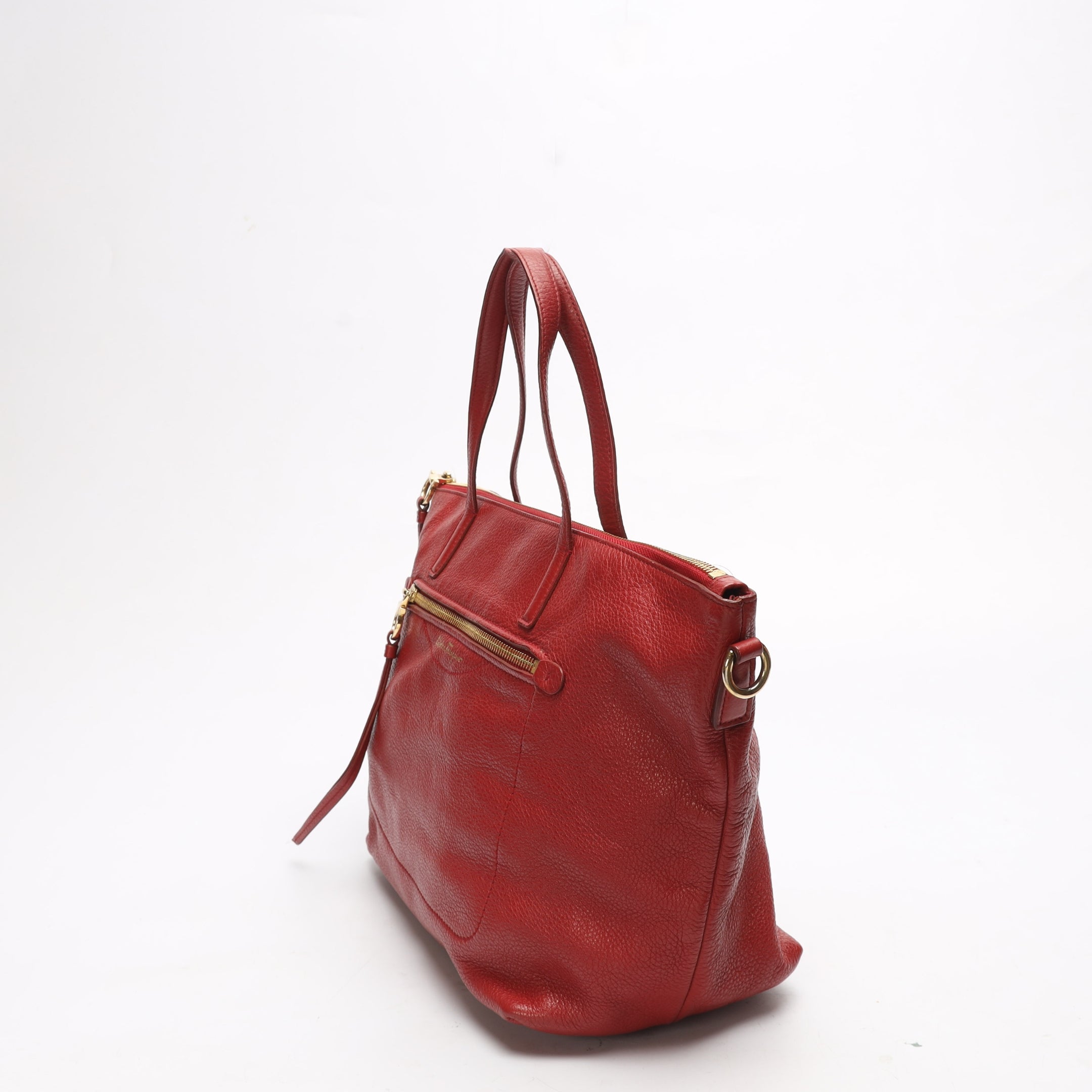 Salvatore Ferragamo Red Front Pocket Satchel