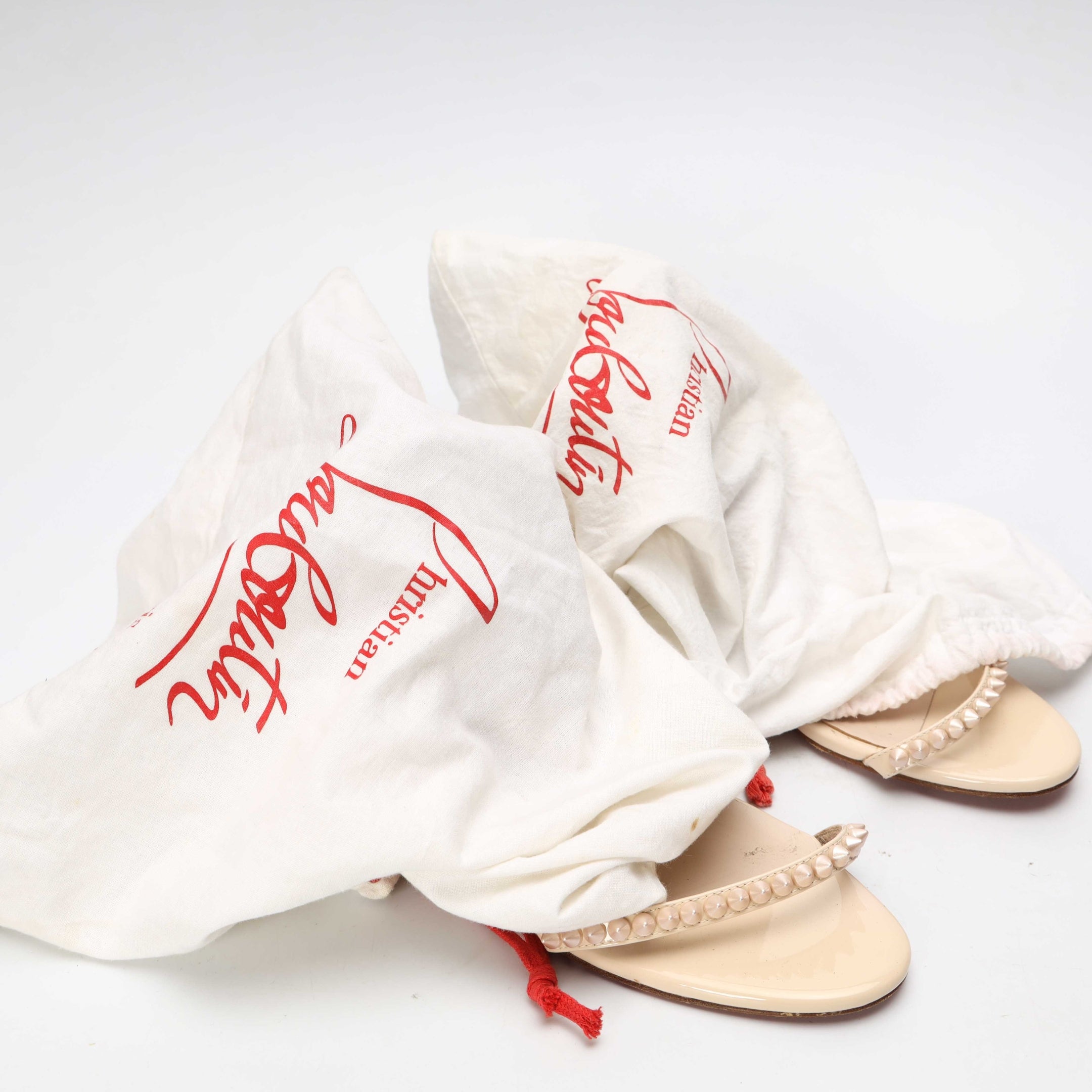 Christian Louboutin Cream Ankle Strap Sandals