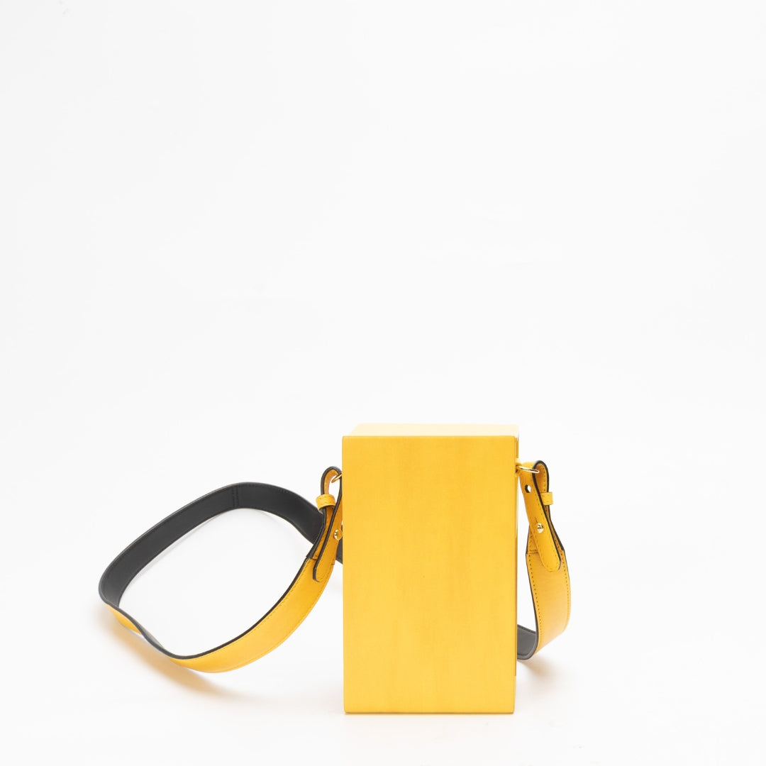 Fendi Vitello Logo Yellow Vertical Box Bag