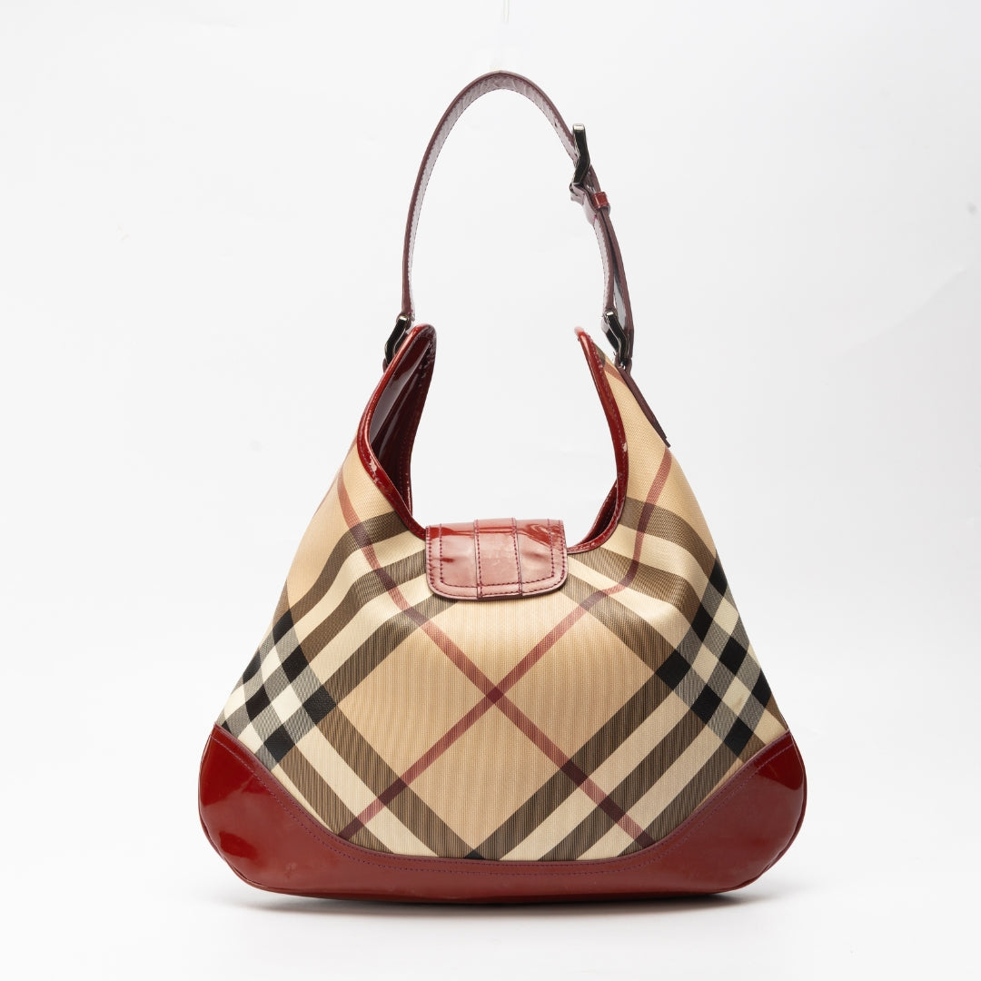 Burberry Nova Check PVC and Patent Leather Brooke Hobo Bag