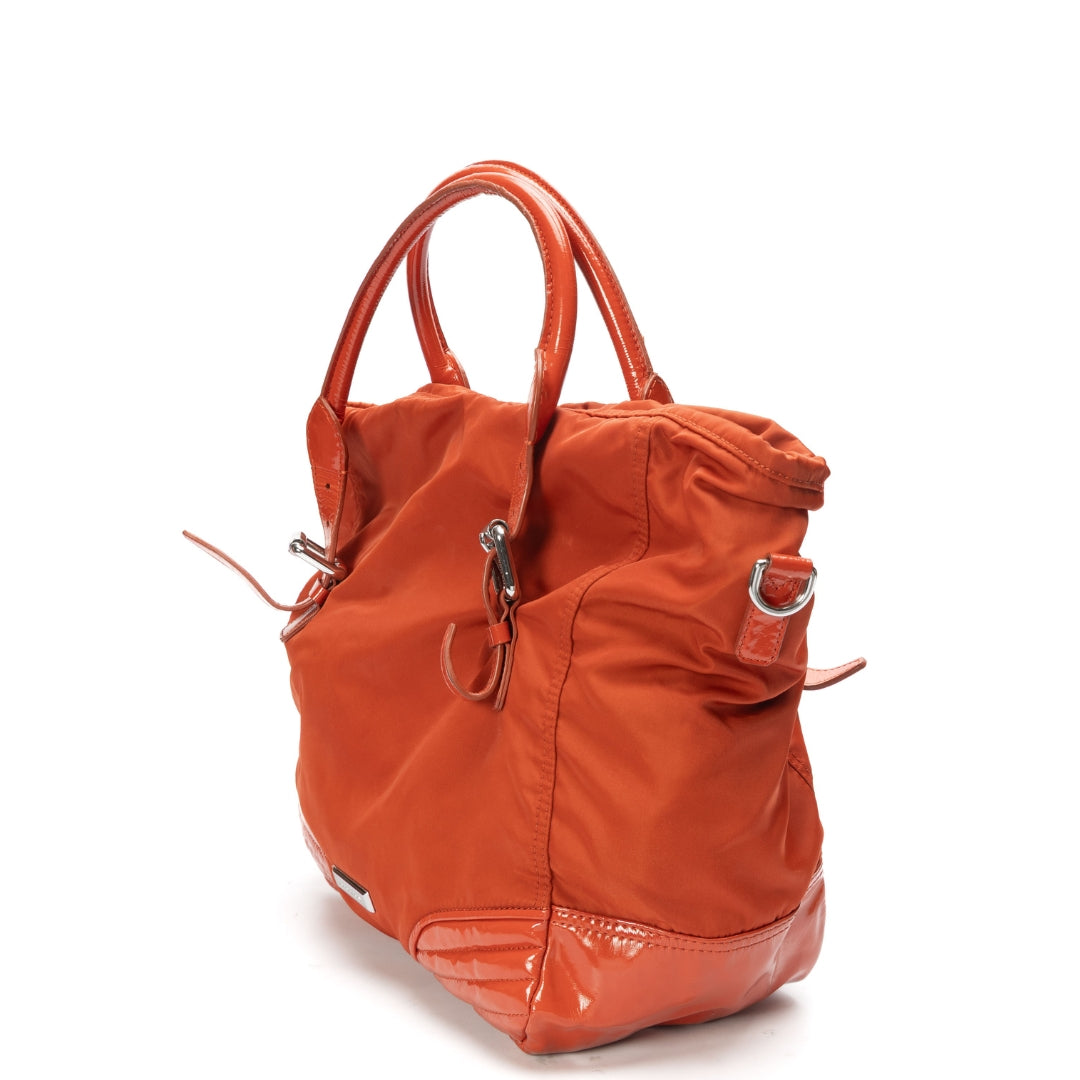 Burberry Red Nylon Buckle Handle Shoulder Bag
