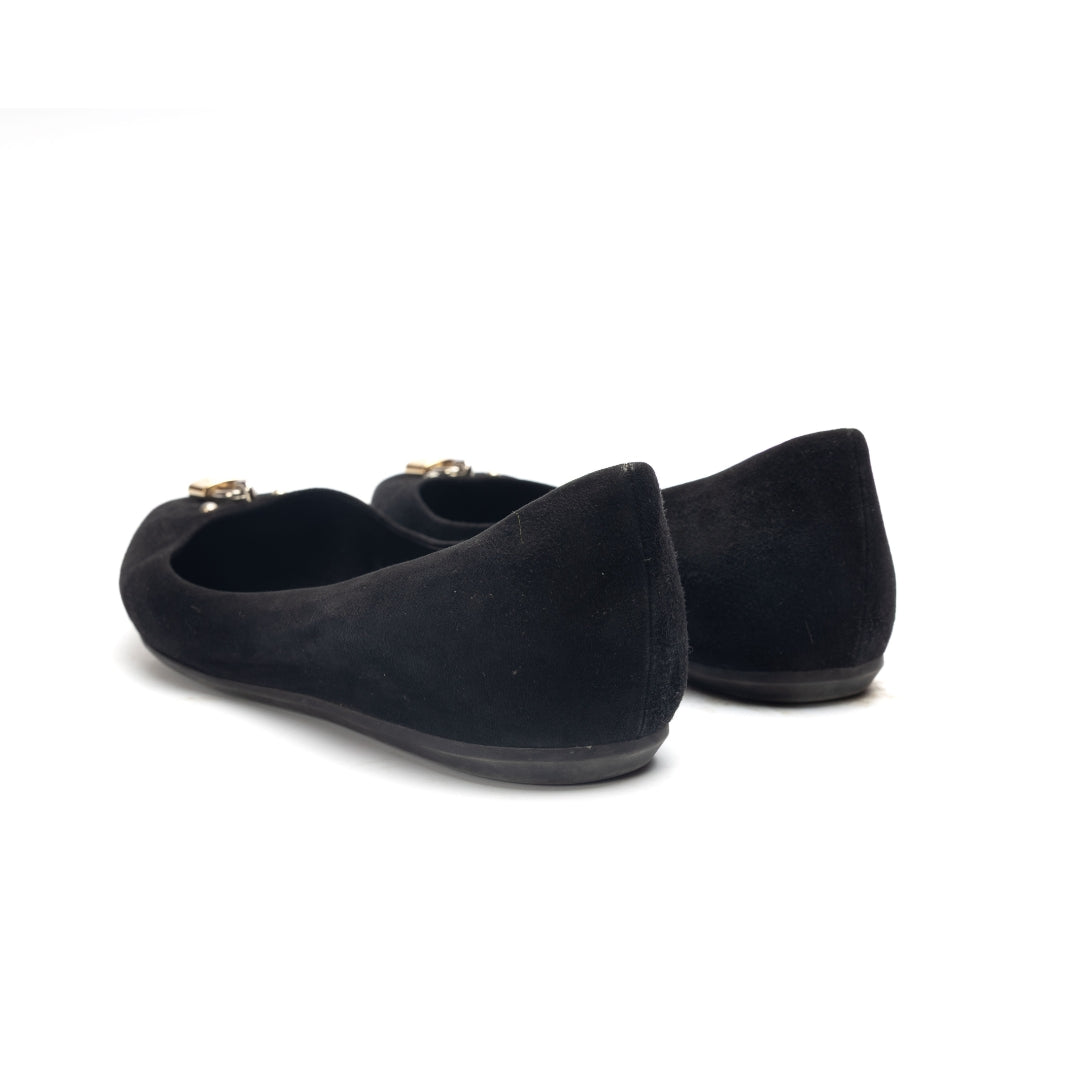 Louis Vuitton Black Suede Pointed Toe Ballet Flats