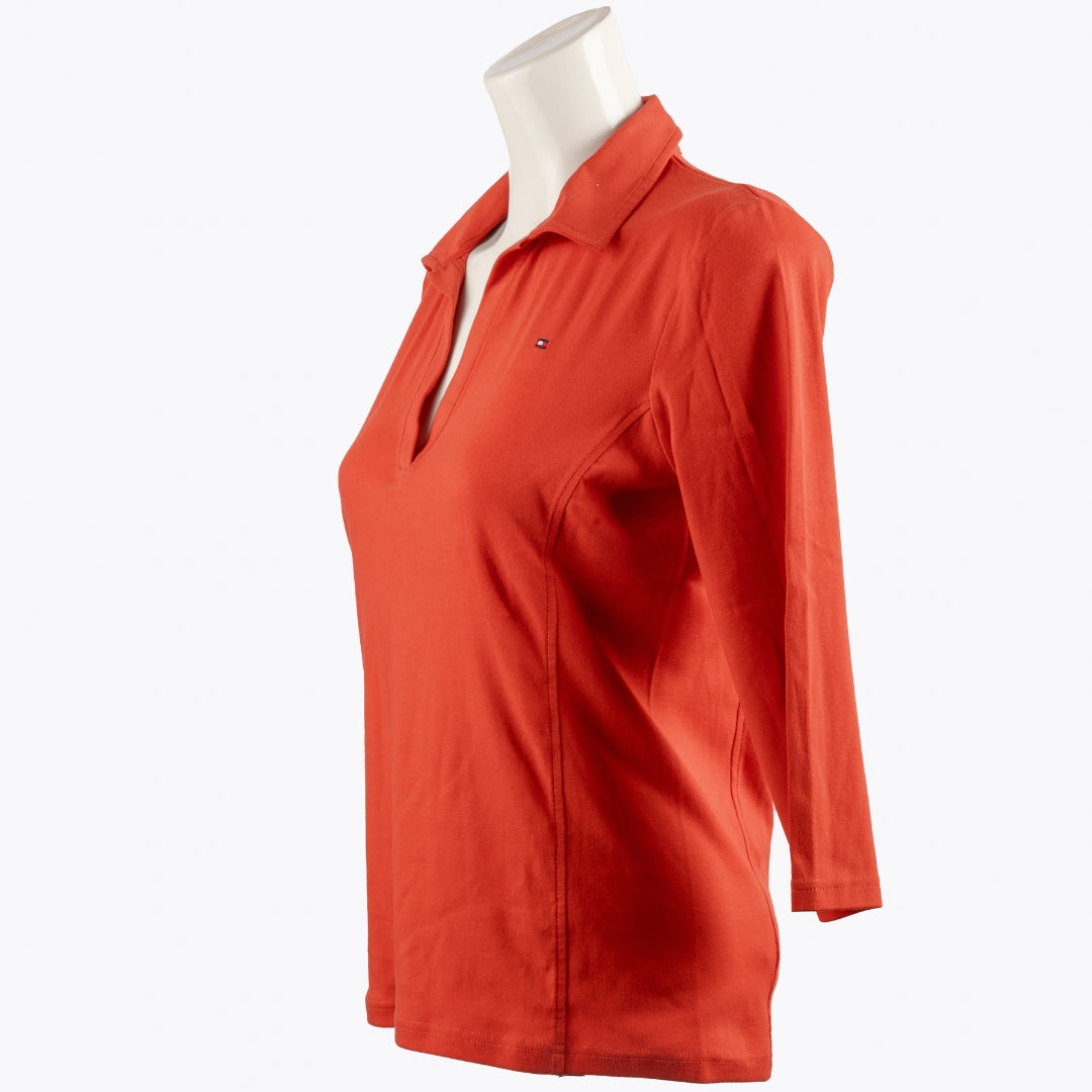 Tommy Hilfiger Orange Ribbed Polo Pullover