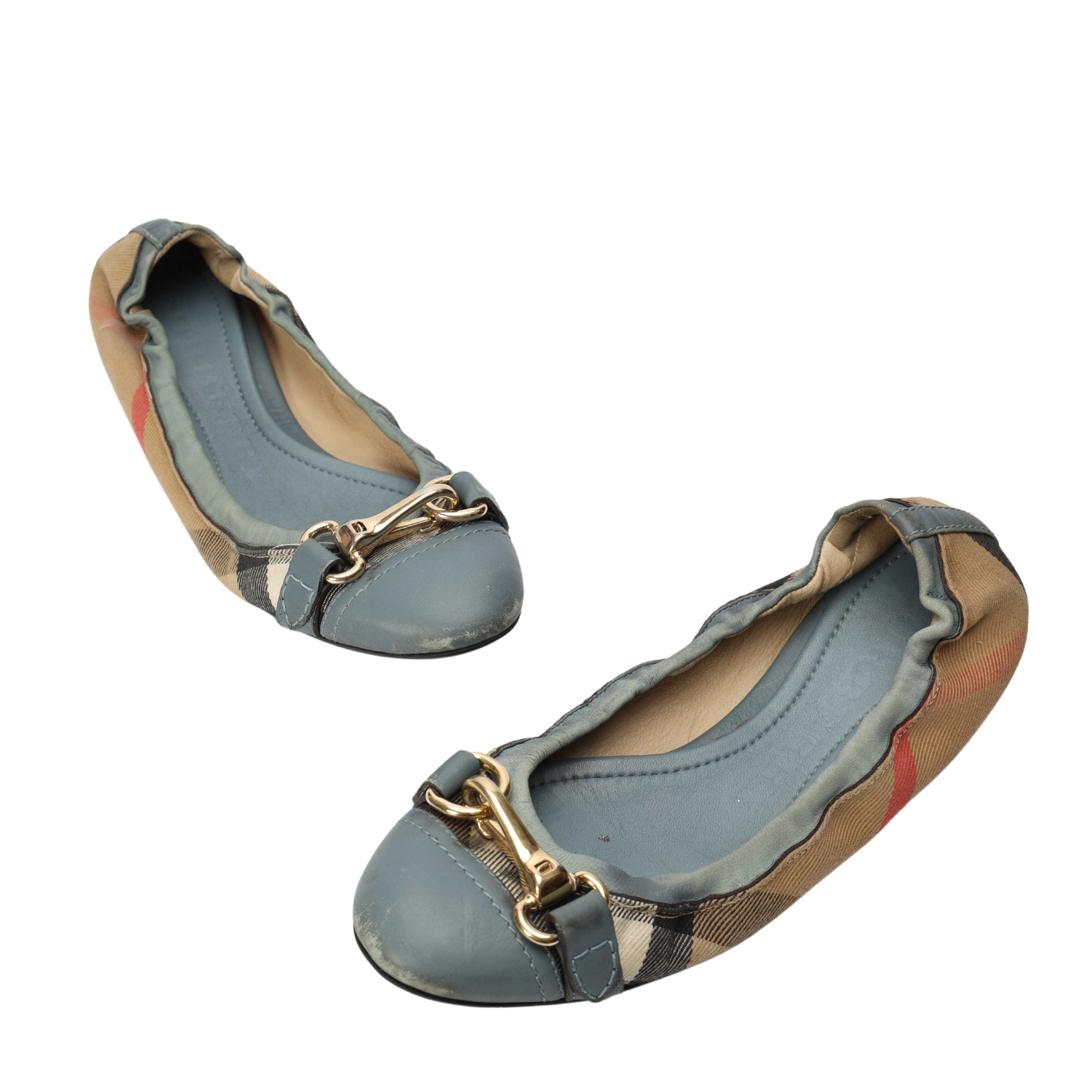 Burberry Blue Check Fawn Ballerinas