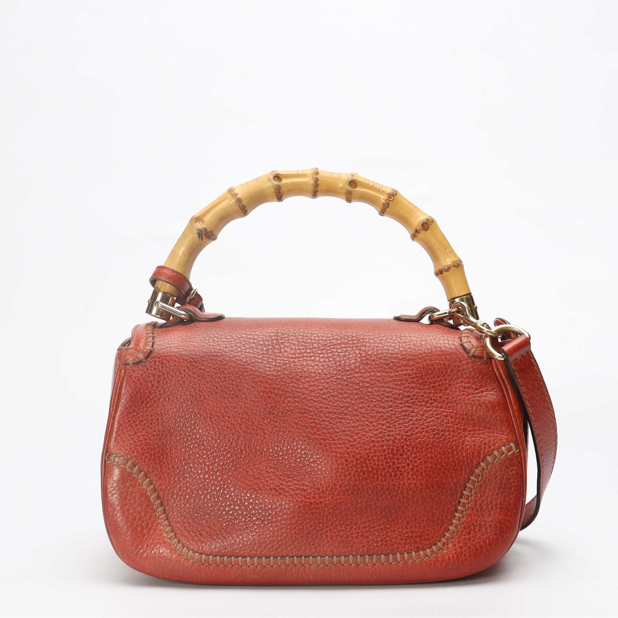 Gucci Red Tassel Bamboo Convertible Crossbody Bag