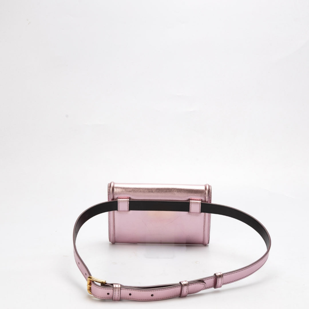 Dolce & Gabbana Metallic Pink Devotion Belt Bag