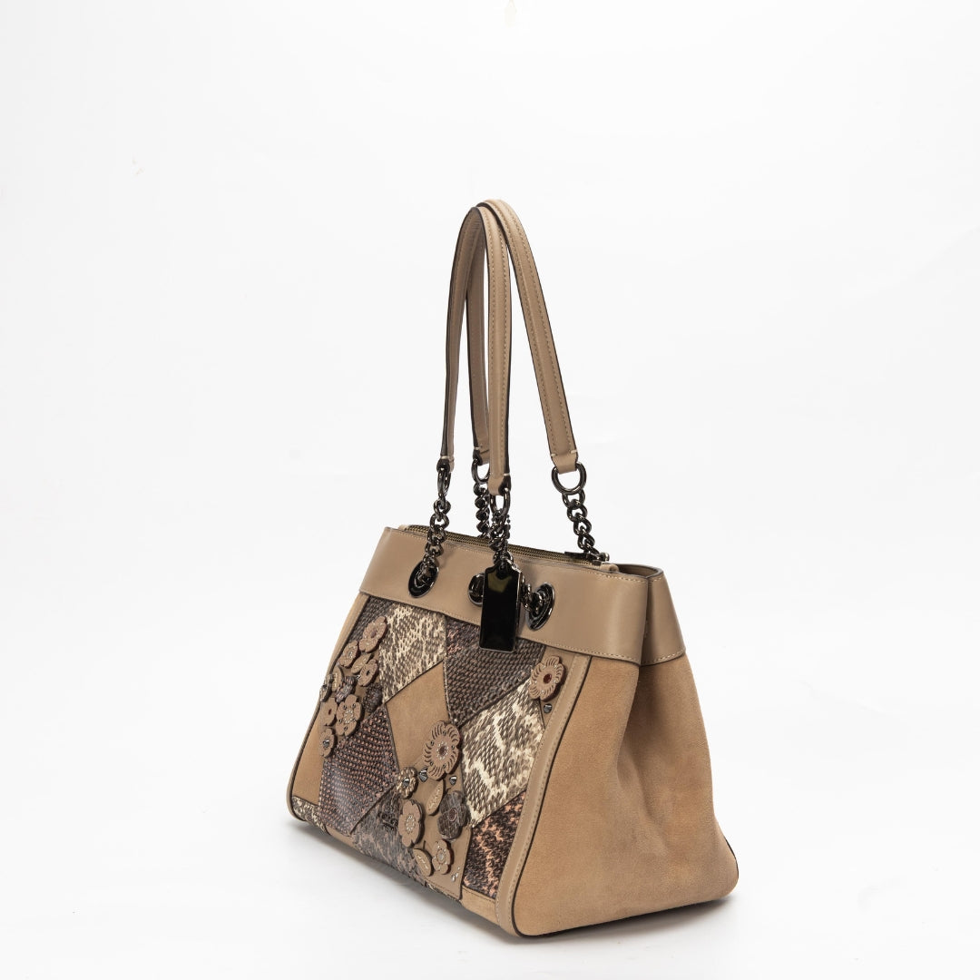 Coach Edie Floral Patchwork Shoulder Bag