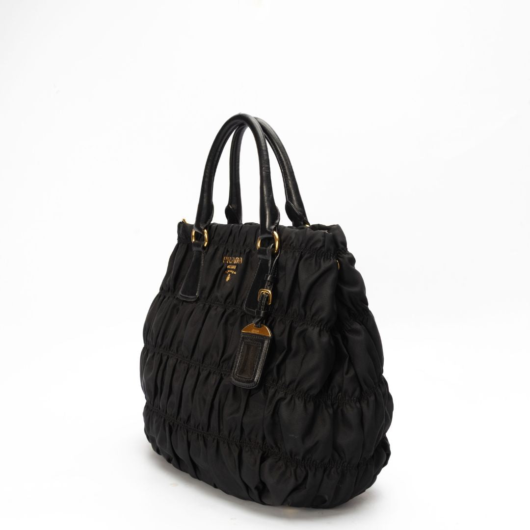 Prada Black Tessuto Nylon Gaufre Tote