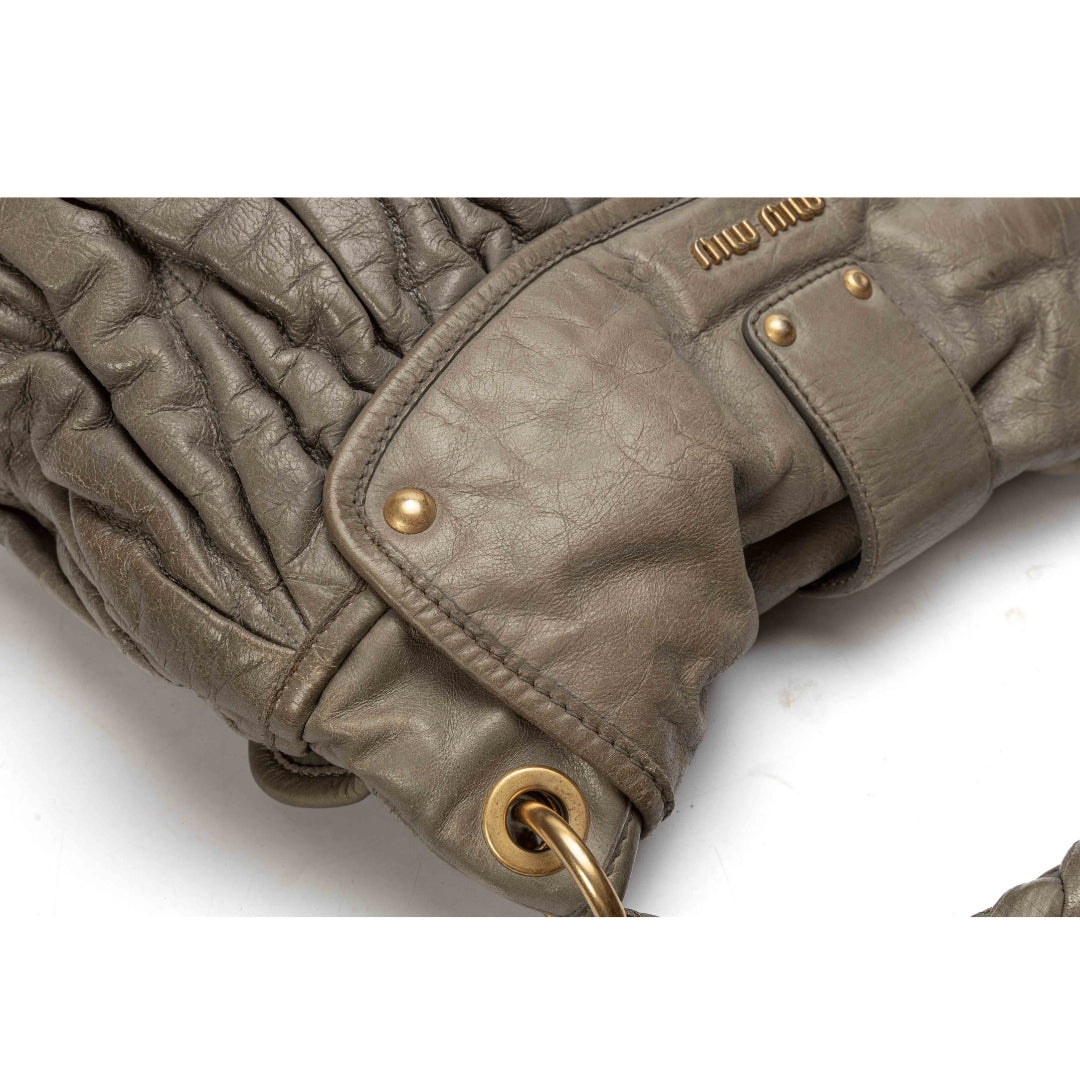 Miu Miu Grey Matelasse Lux Coffer Hobo Bag