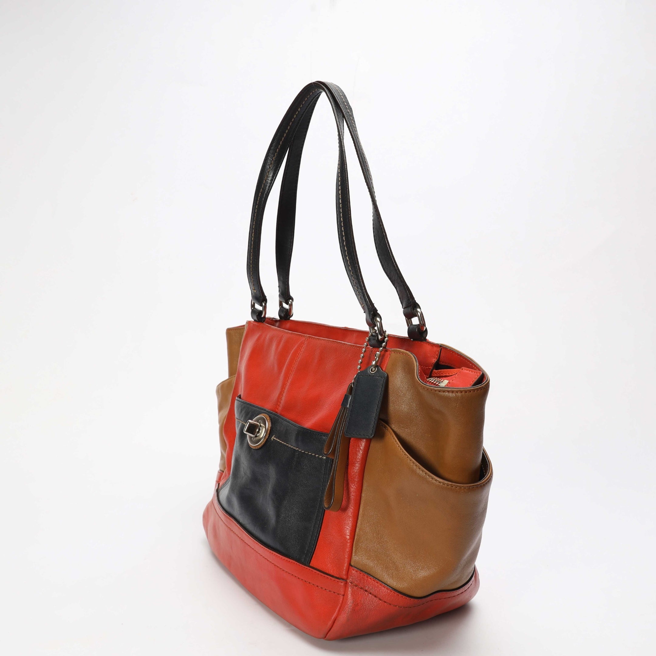 Coach Red Carrie Colourblock Tote