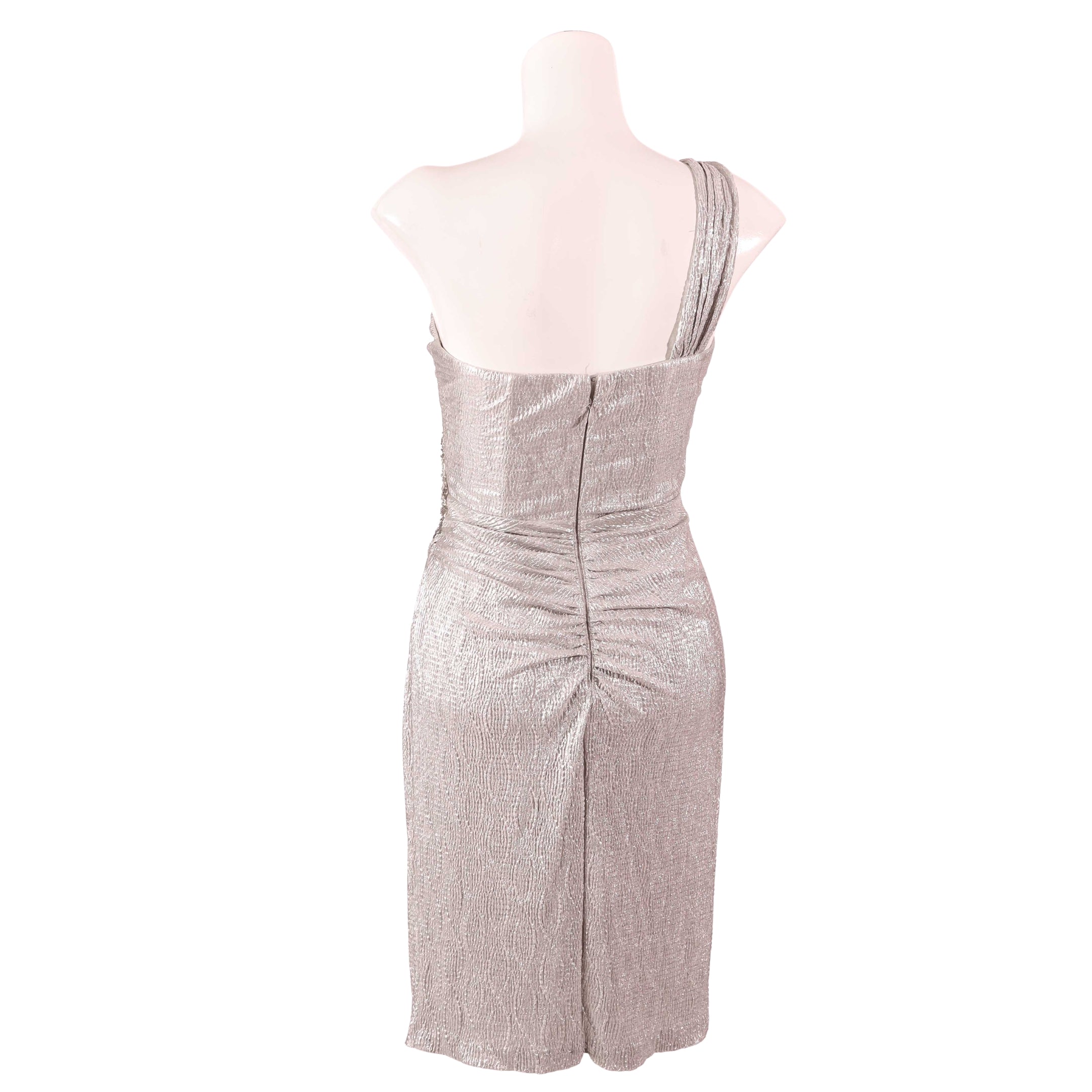 Cache One-Shoulder Metallic Cocktail Prom Dress