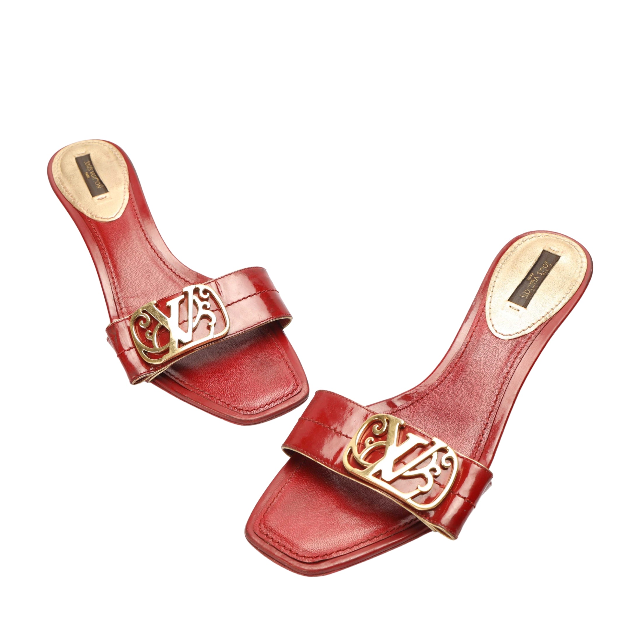 Louis Vuitton Red LV Logo Slide Sandals