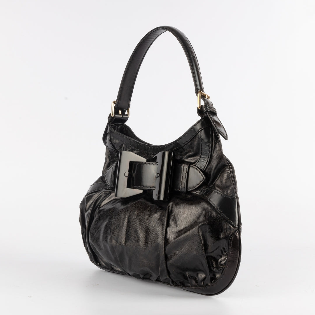 Gucci Black Dialux Queen Hobo Bag