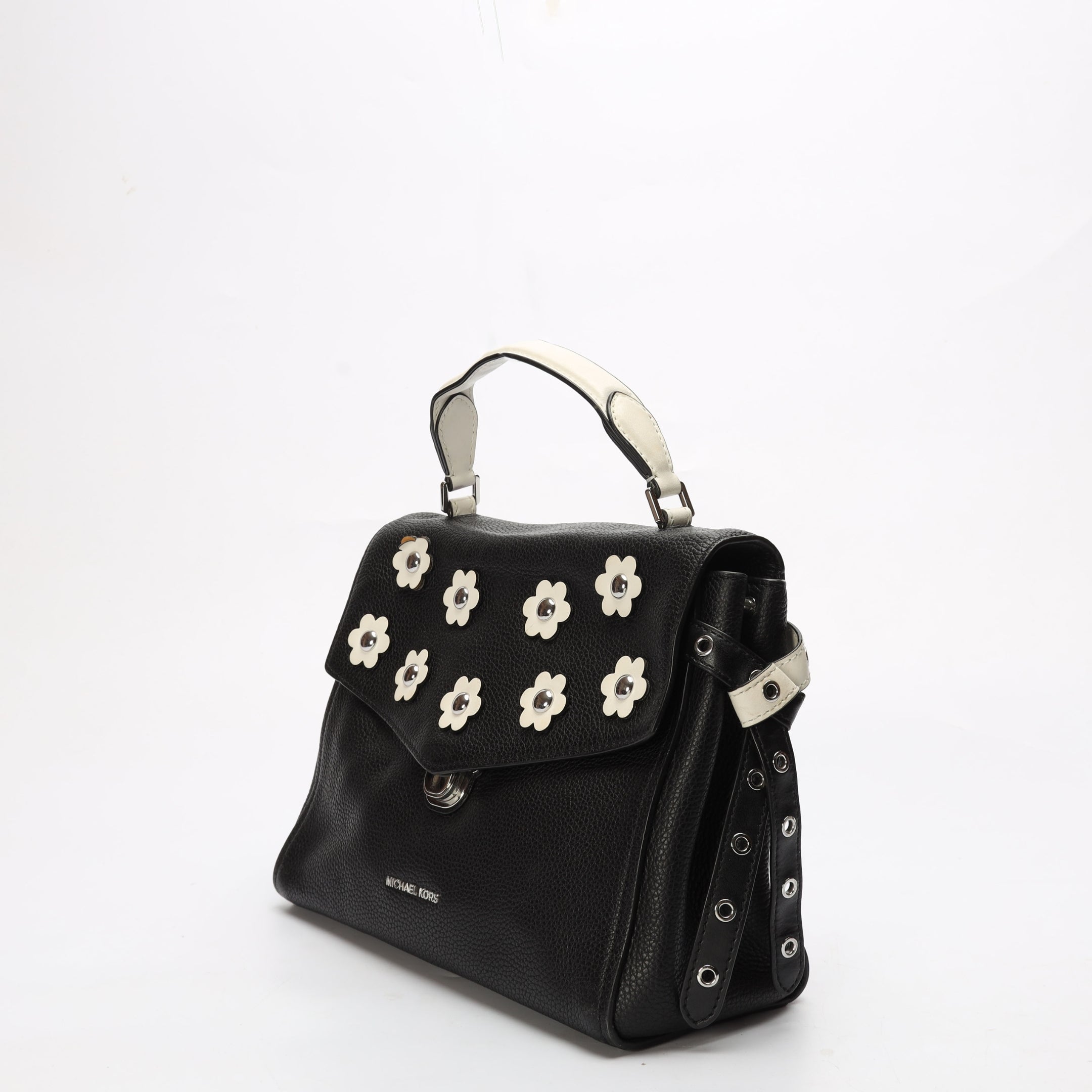 Michael Kors Bristol Floral Appliqué Black Satchel