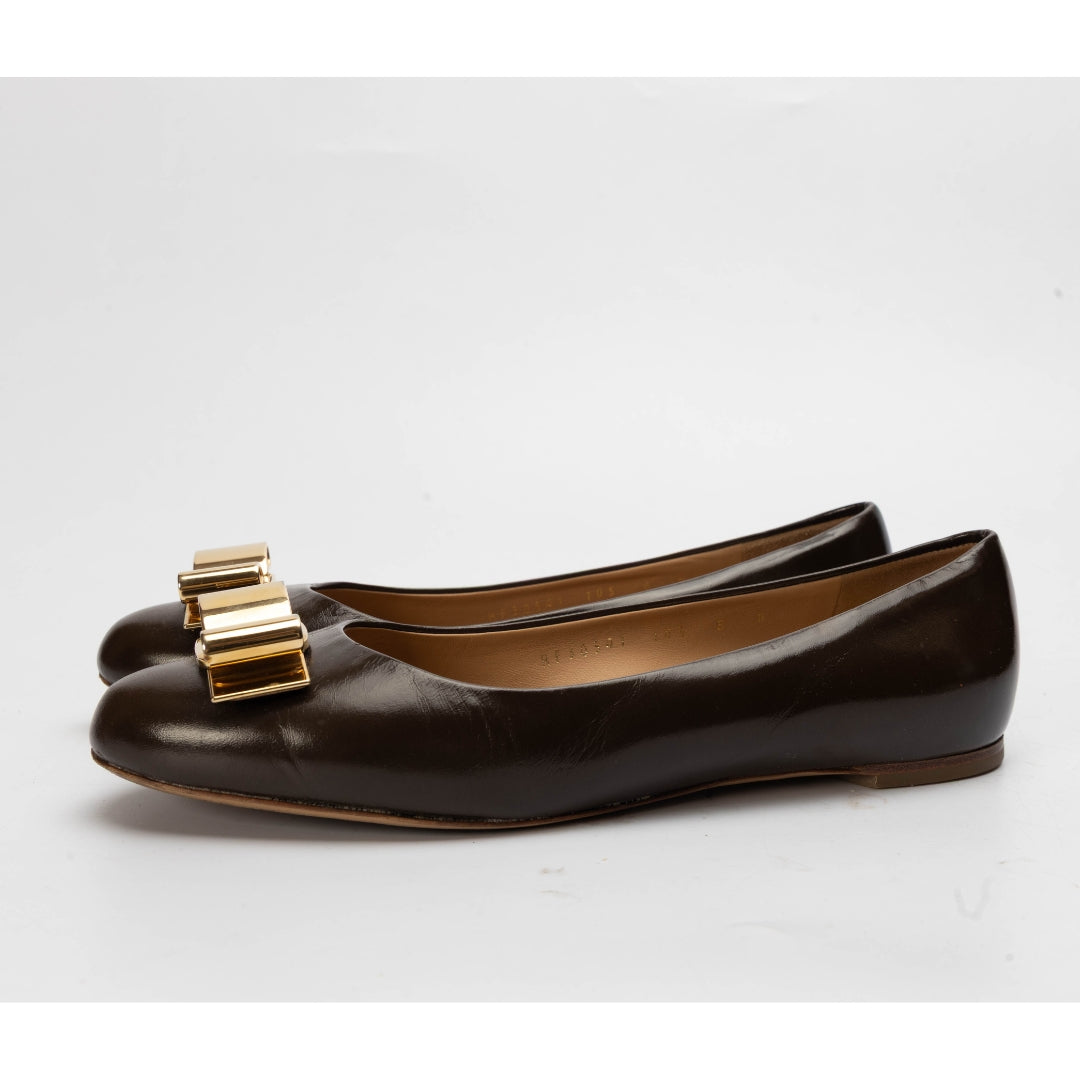 Ferragamo Black Varina Ballet Flats