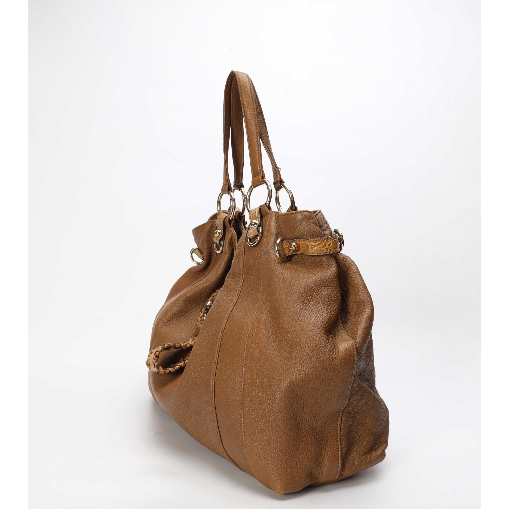 Gucci Tan Crocodile Large G Wave Hobo Bag