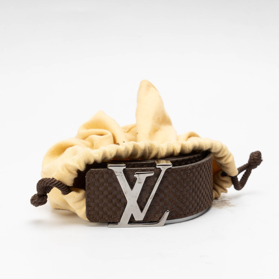 Louis Vuitton Brown Damier Suede Logo Belt