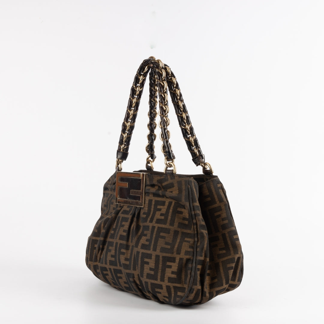 Fendi Zucca Canvas Monogram Mia Shoulder Bag