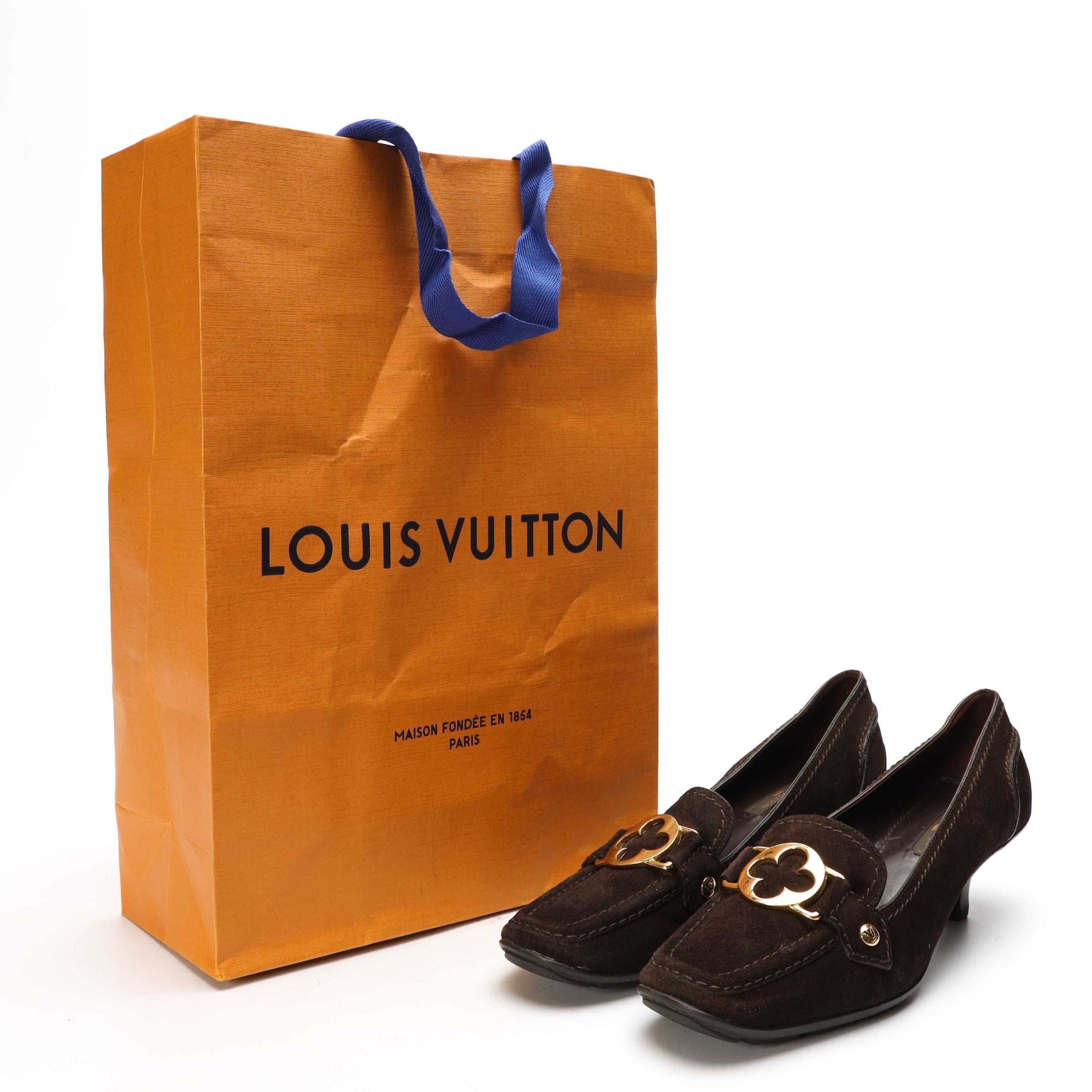 Louis Vuitton Suede Heeled Loafers