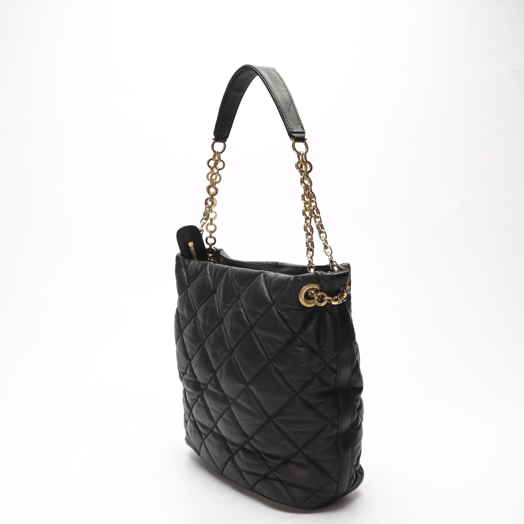 Salvatore Ferragamo Genny Black Quilted Bucket Bag