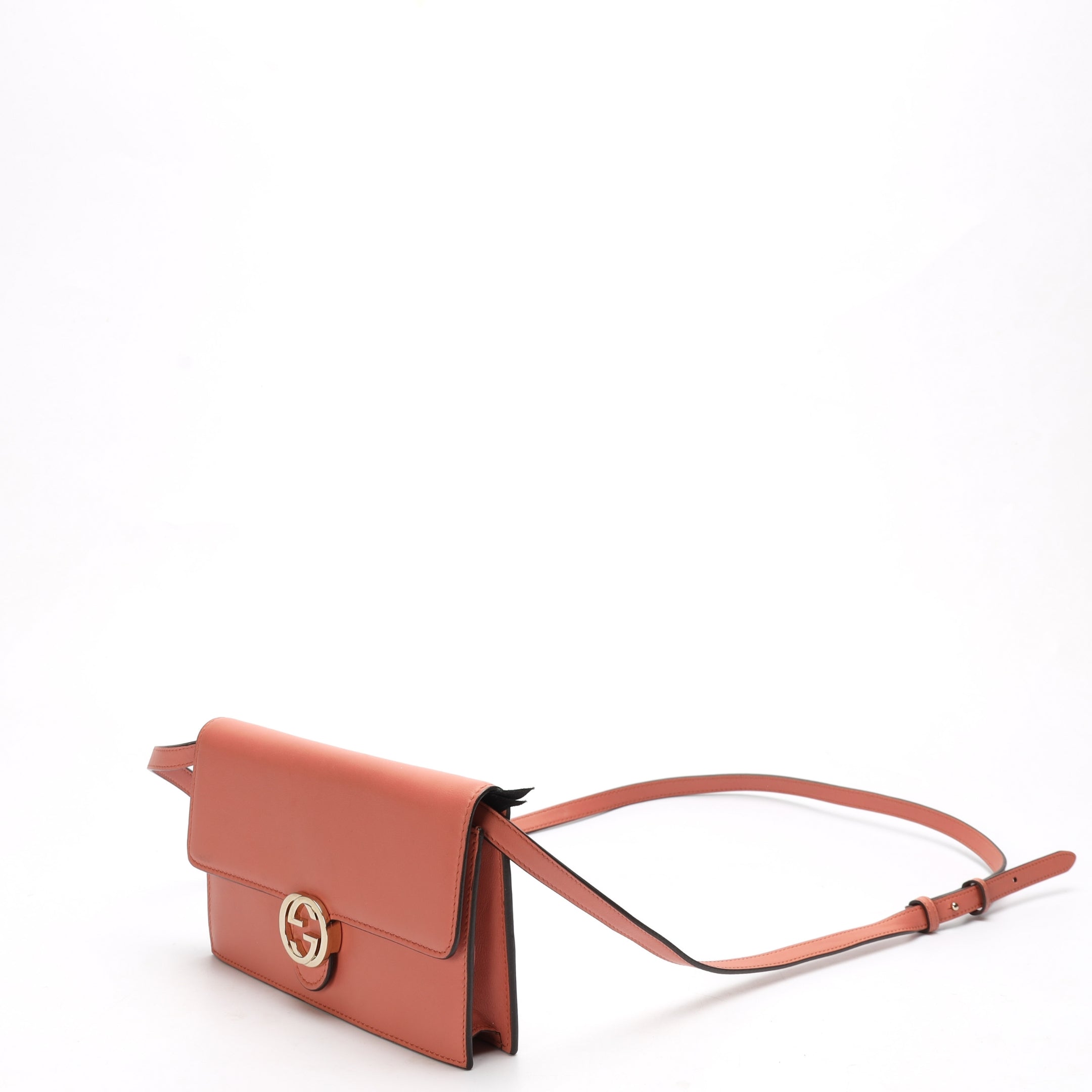 Gucci Interlocking GG Pink Flap Wallet On Strap