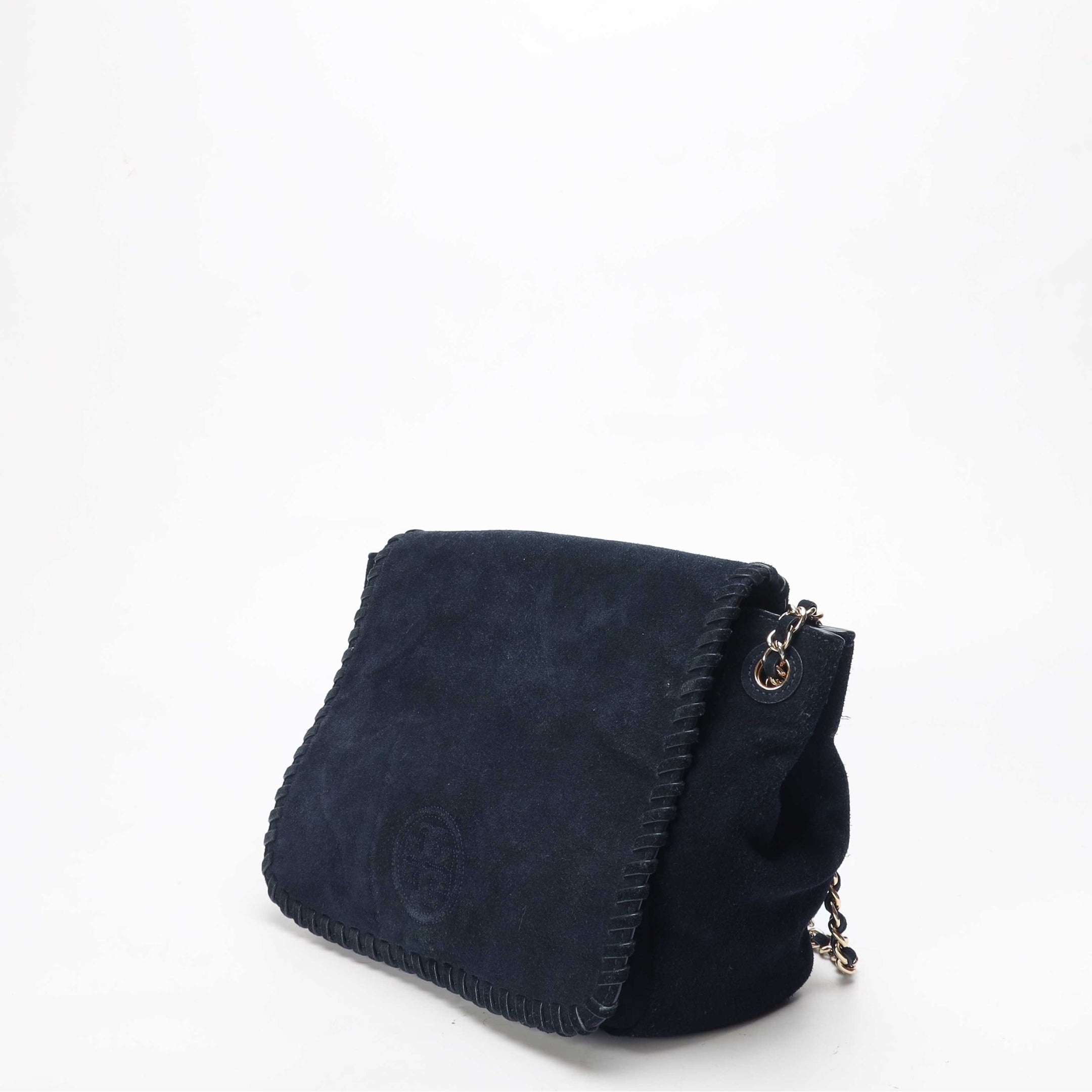 Tory Burch Marion Navy Suede Flap Shoulder Bag