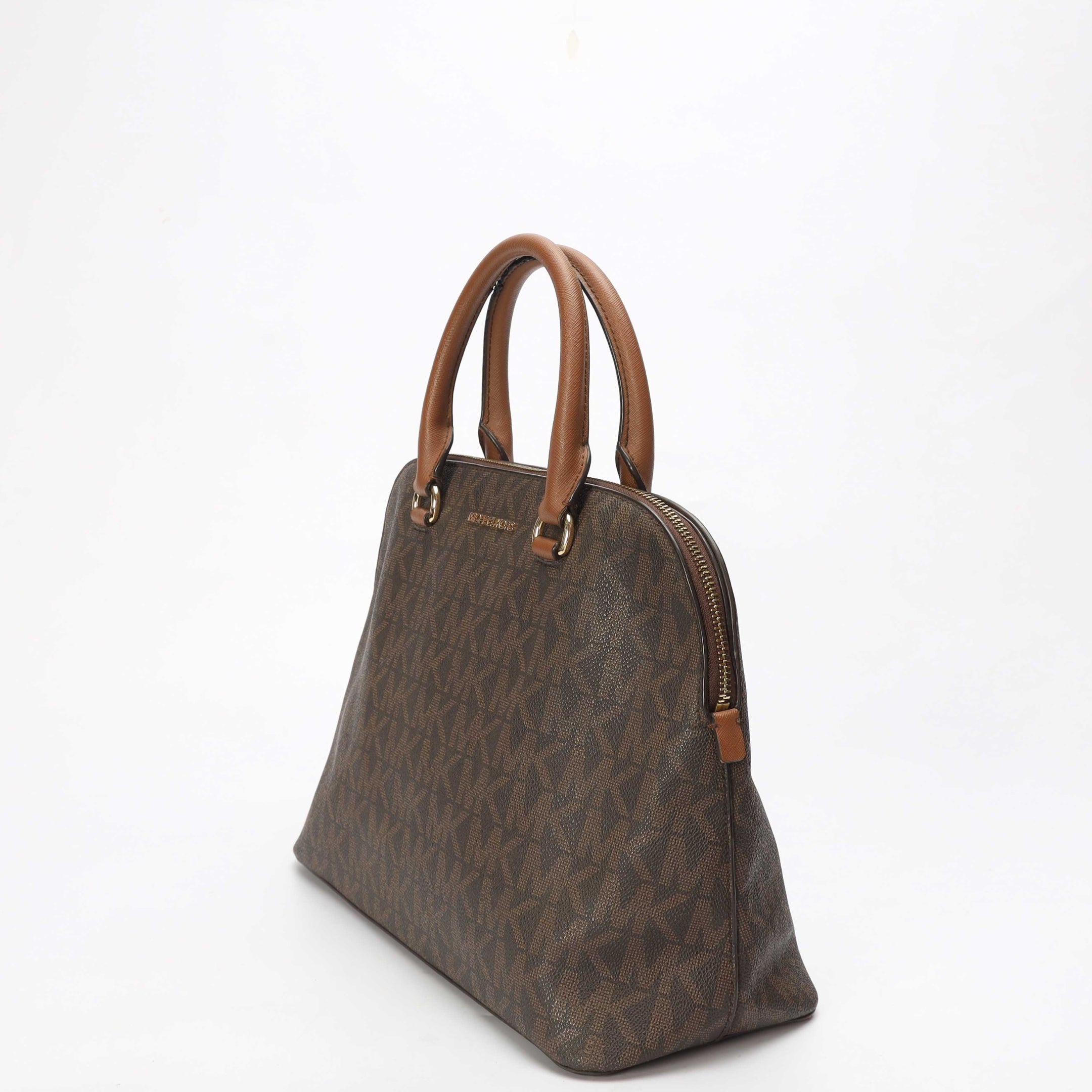 Michael Kors Cindy Medium Logo Brown Satchel