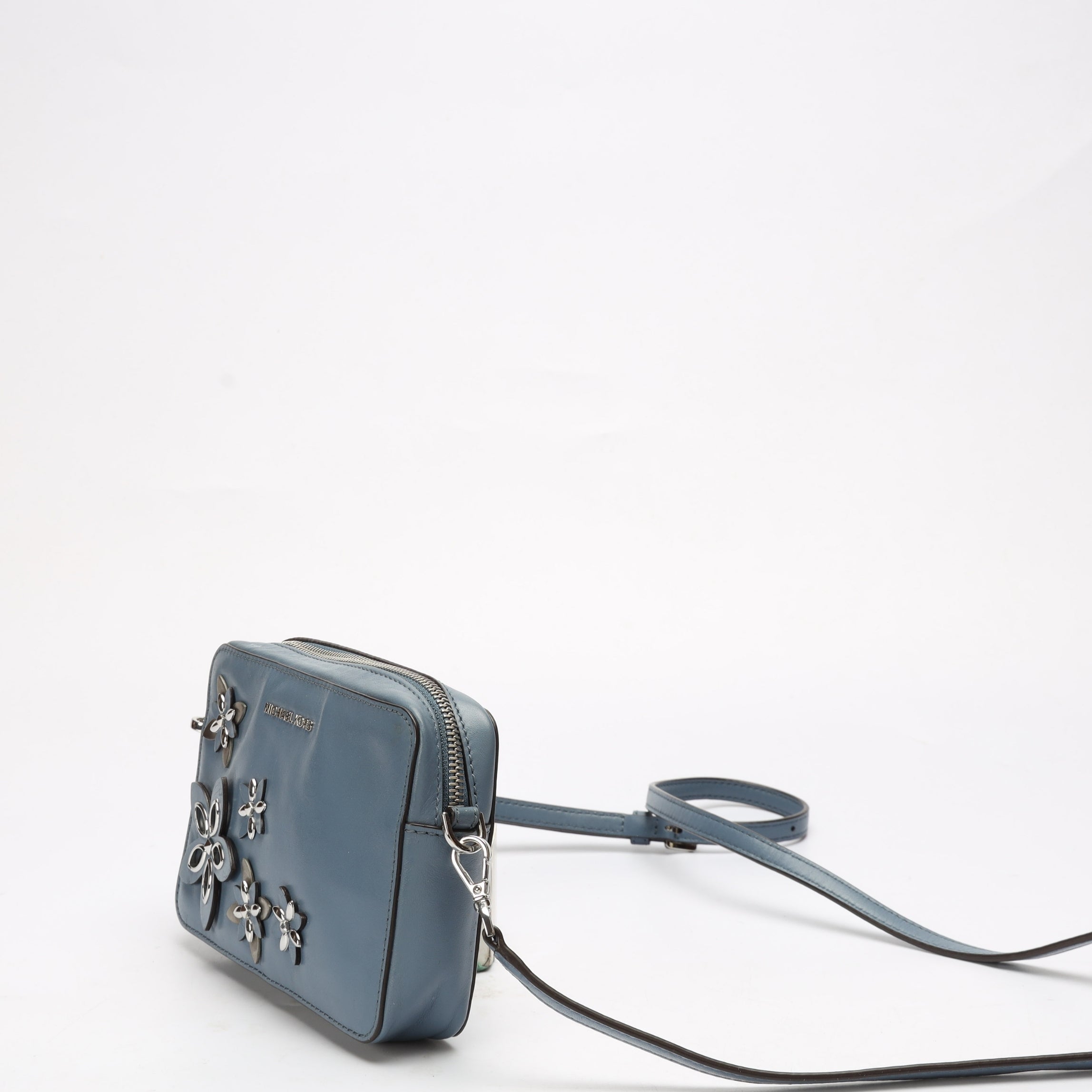 Michael Kors Blue Floral Embellished Crossbody Bag