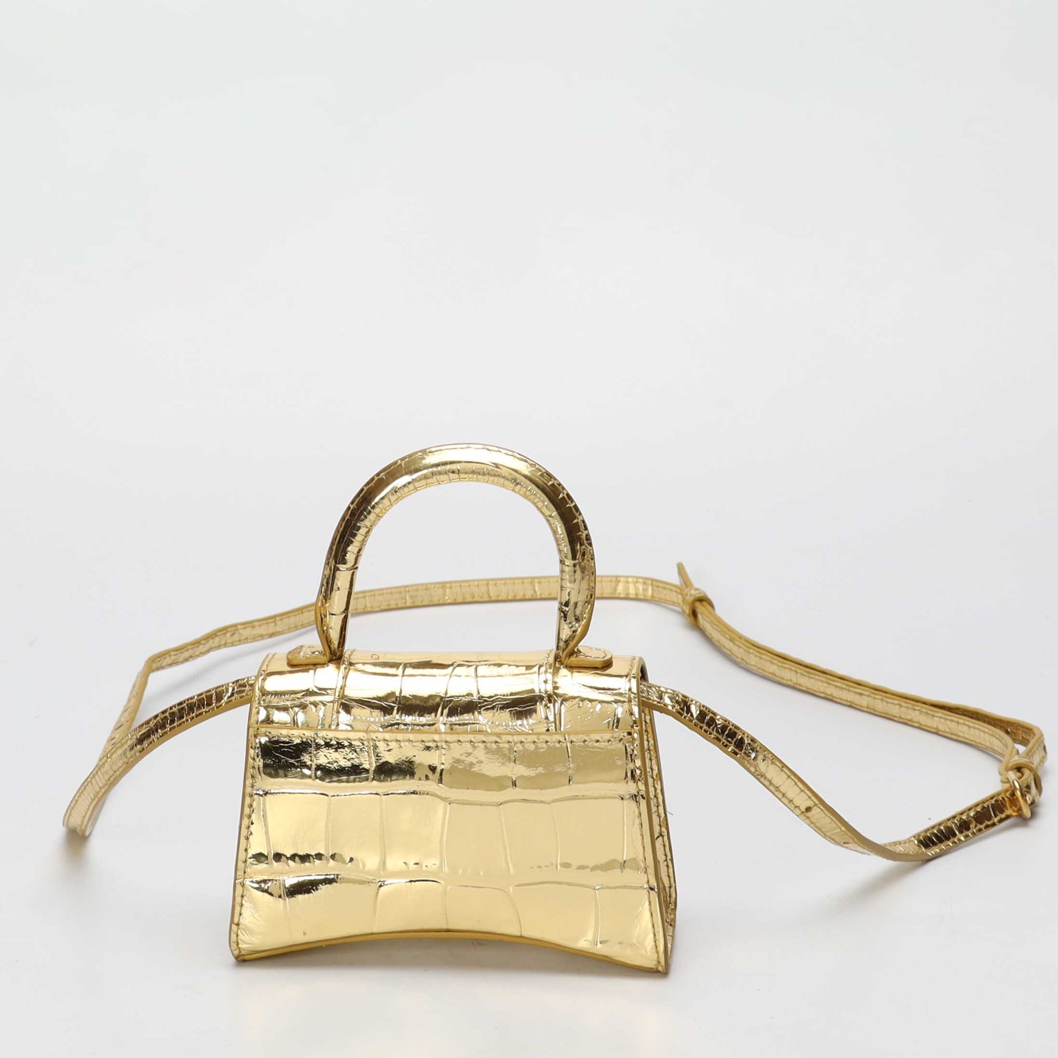 Balenciaga Gold Metallic Hourglass XS Crossbody Bag