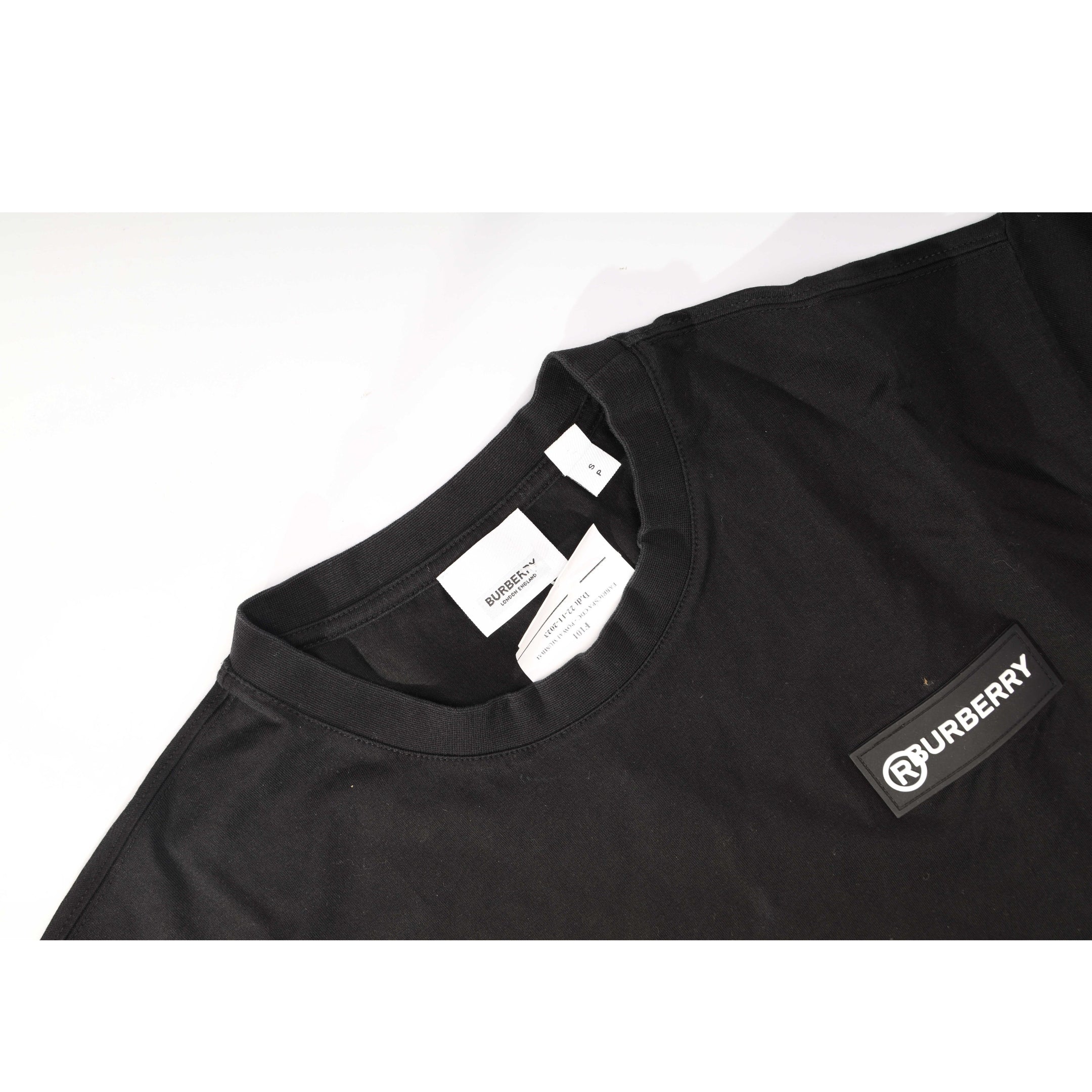 Burberry Check Patch Black Cotton T-shirt