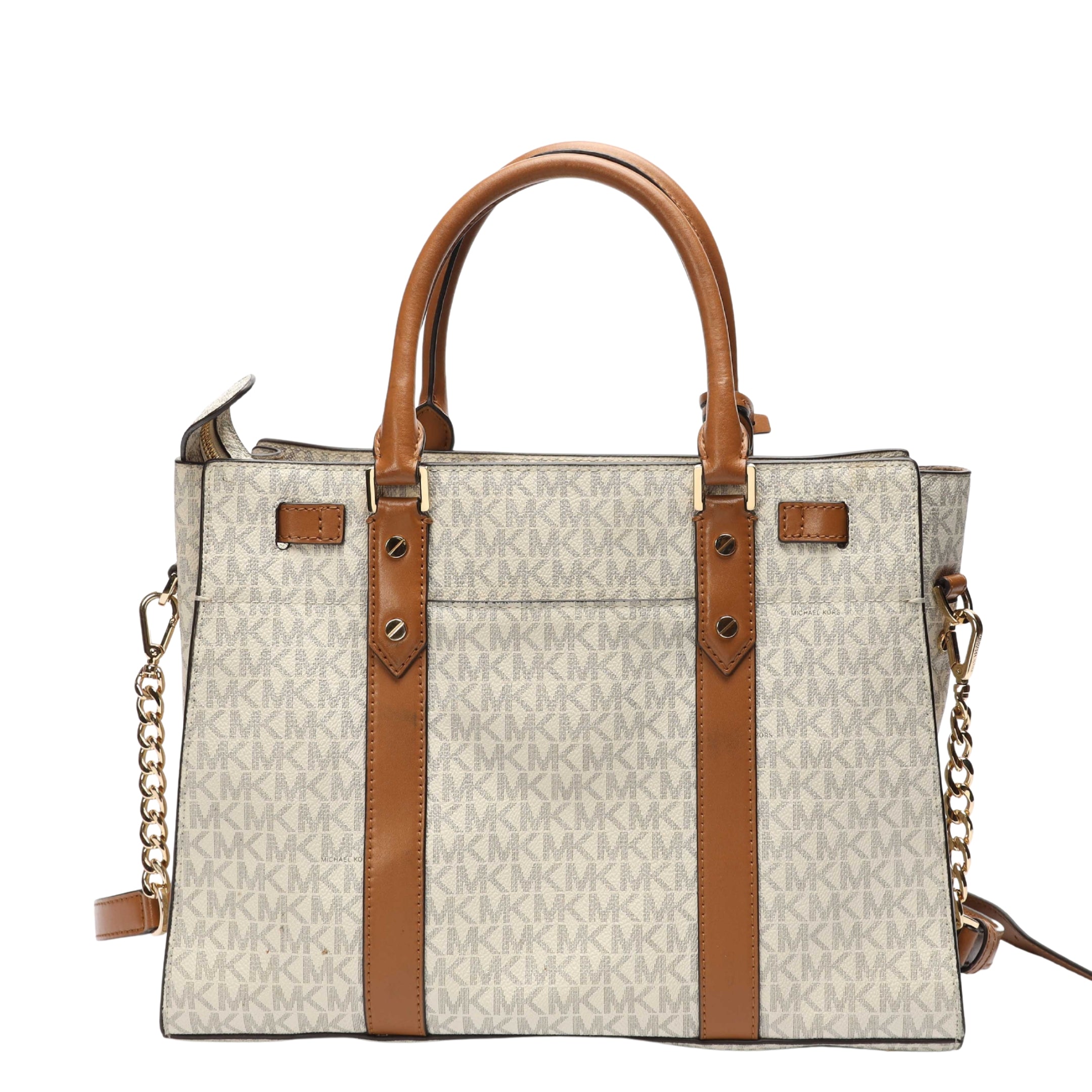 Michael Kors Vanilla Logo Hamilton Large Satchel