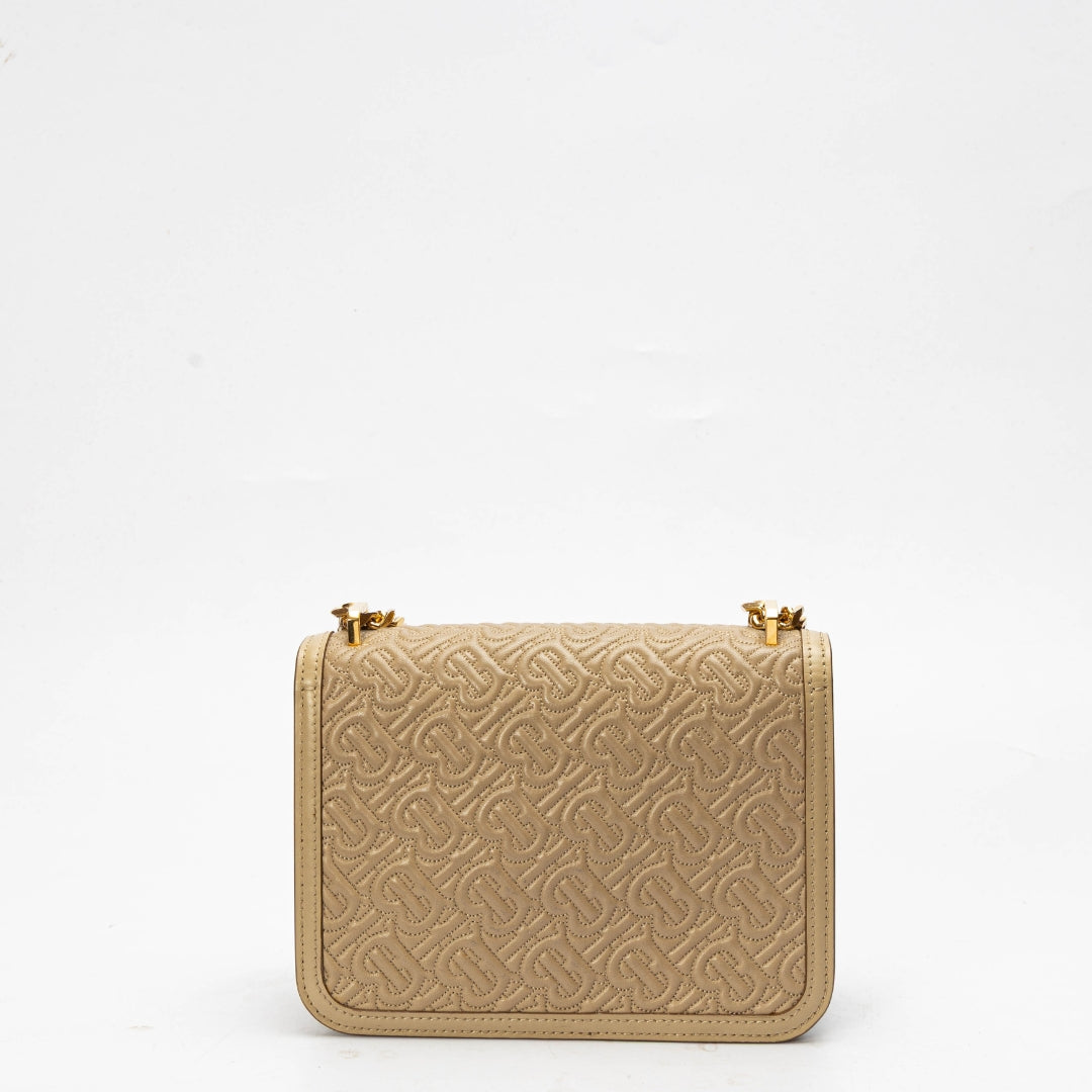 Burberry Beige Quilted Monogram TB Shoulder Bag