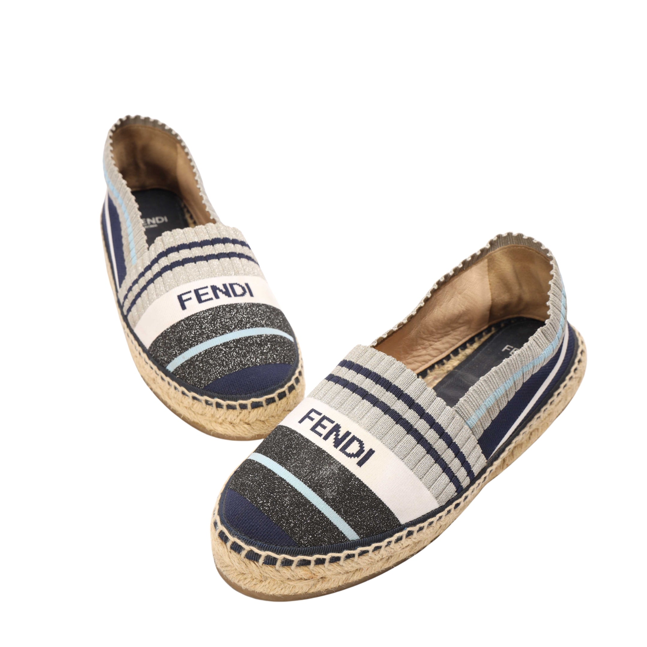 Fendi Multicolour Striped Fabric Espadrilles