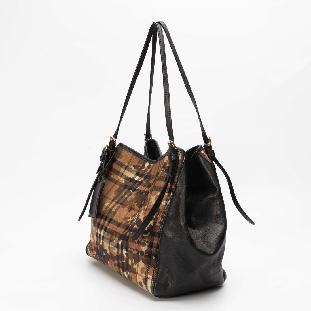 Burberry Black Camouflage Check Canterbury Tote