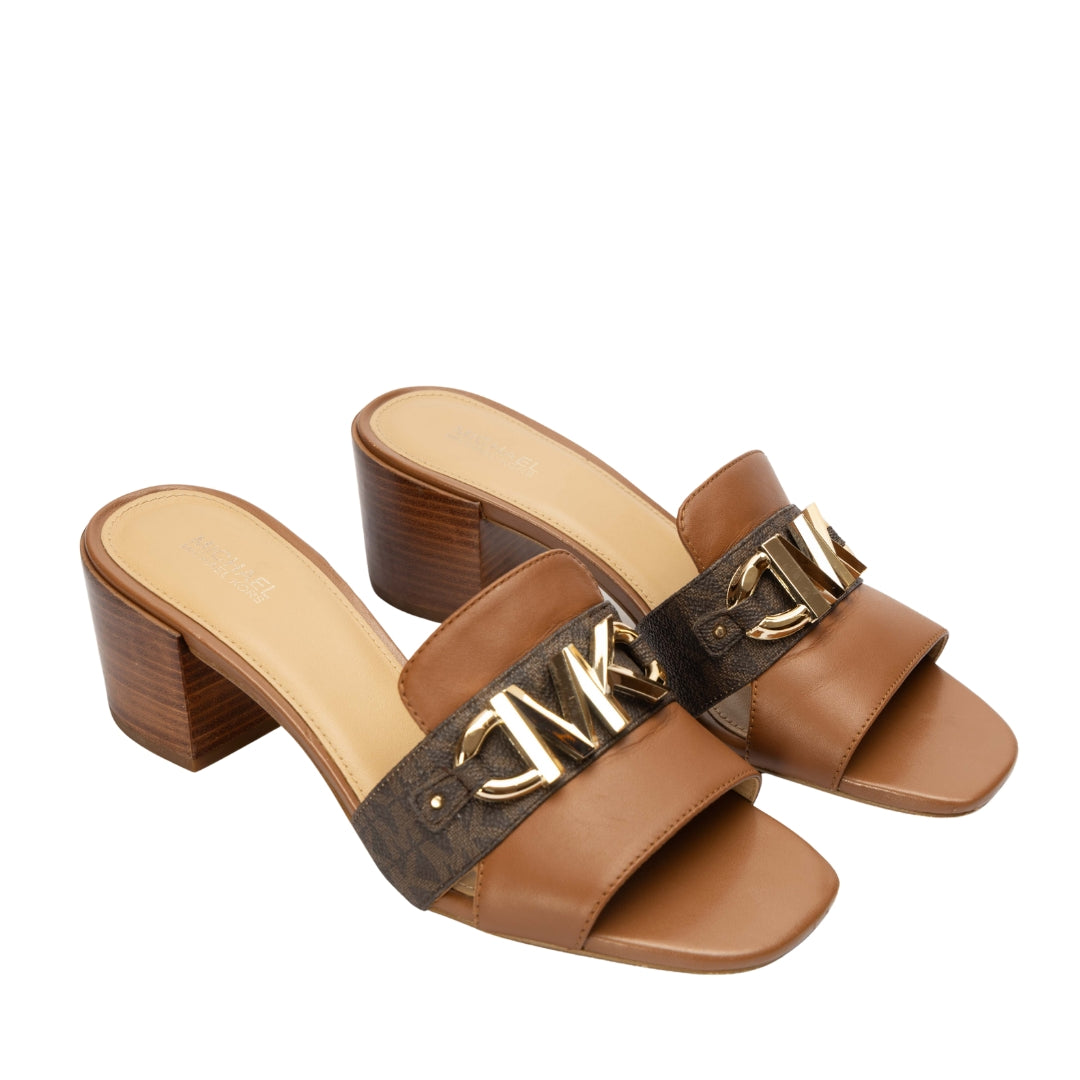 Michael Kors Izzy Logo Embellished Leather Mules