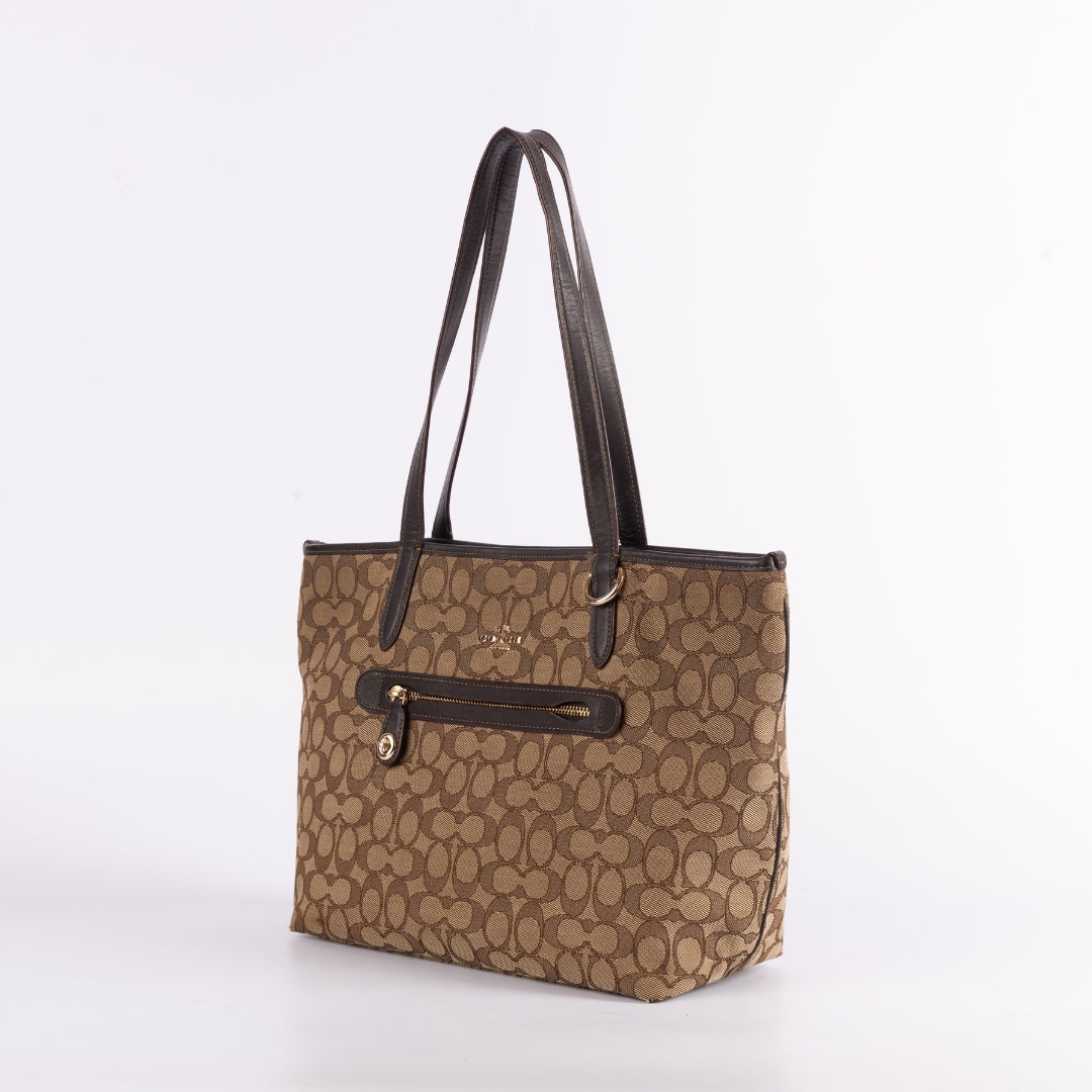 Coach Brown Signature Canvas and Leather Gallery Tote