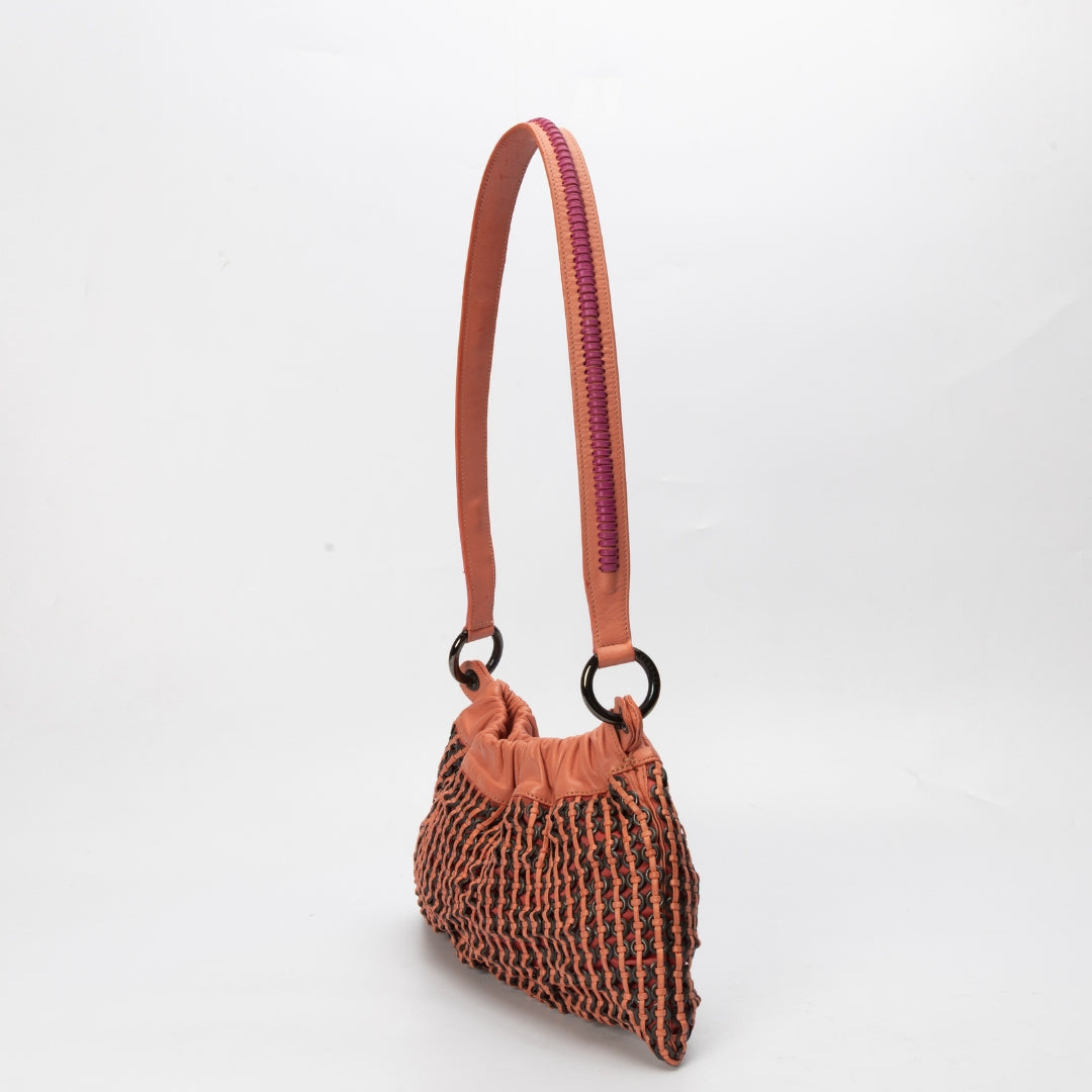Versace Woven Leather Shoulder Bag