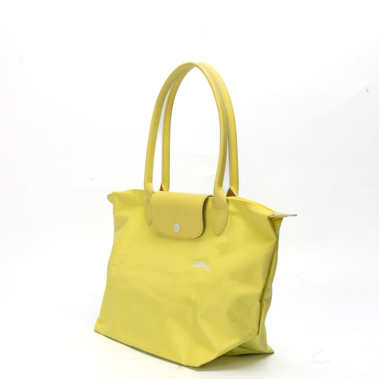 Longchamp Le Pliage Club Small Nylon Short Handle Tote Prune Lemon